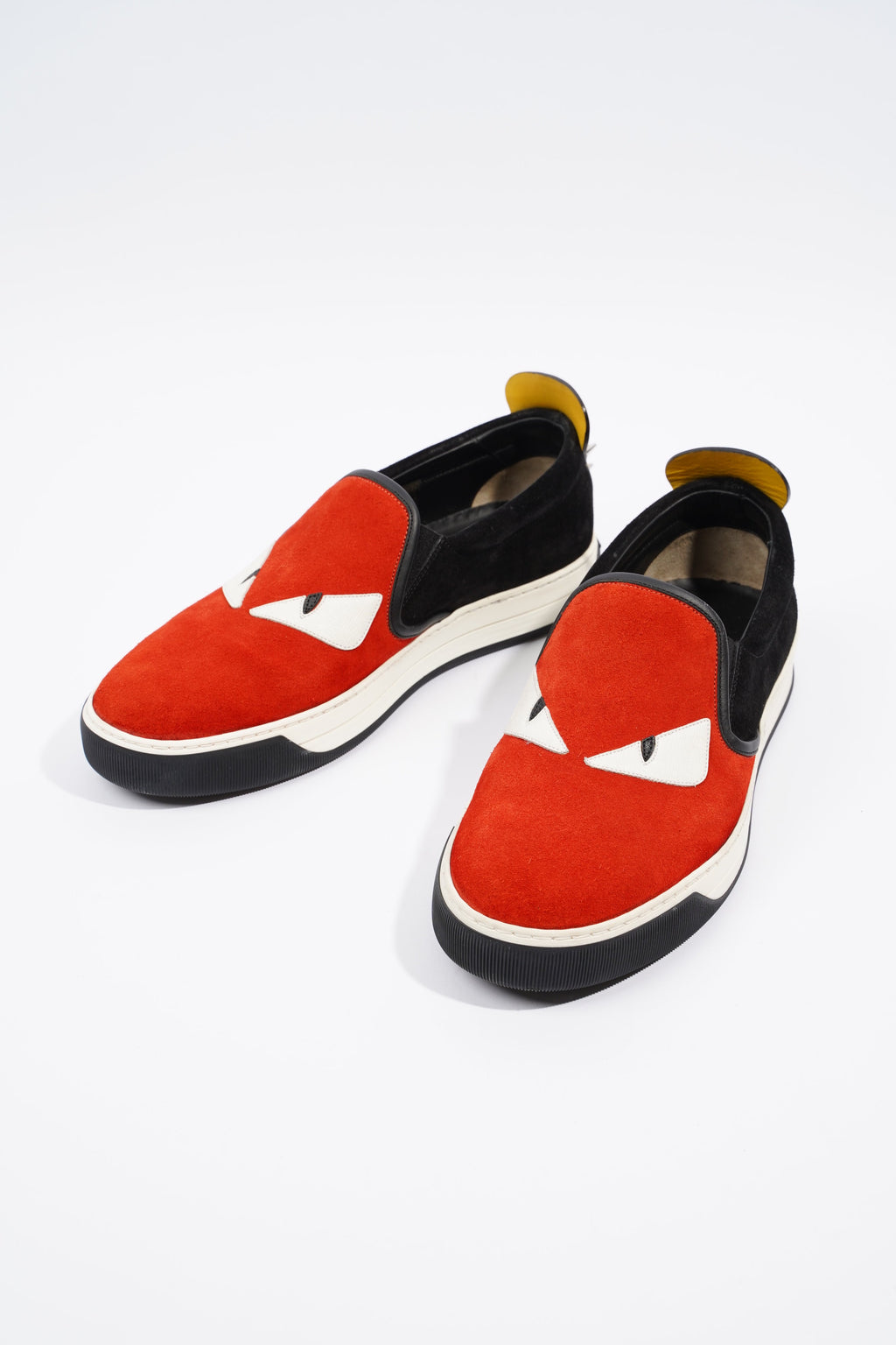 Fendi Monster Eyes Studs Red / Black / Yellow Suede EU 38 UK 5