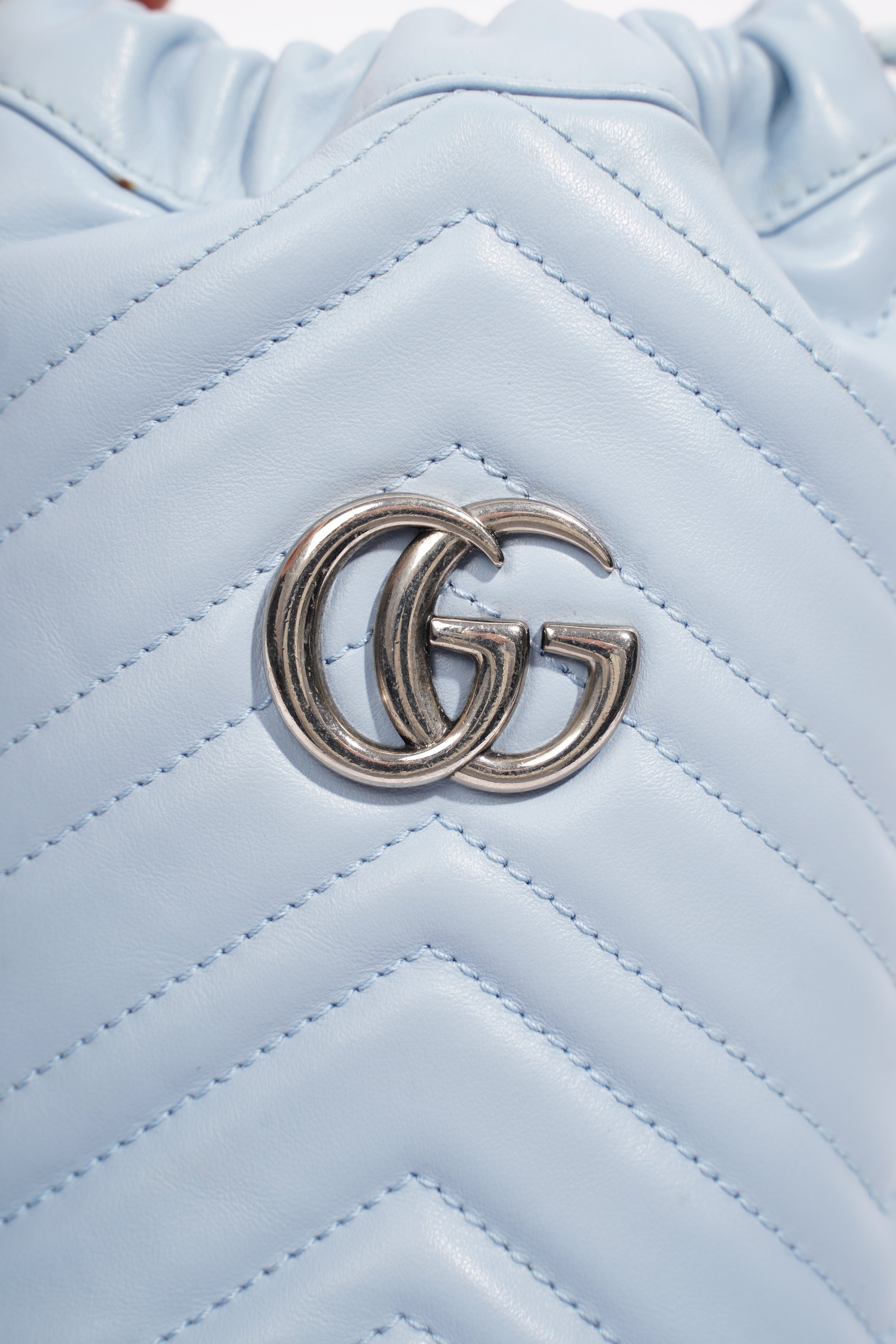 Gucci Marmont Bucket Bag Baby Blue Matelasse Leather Mini