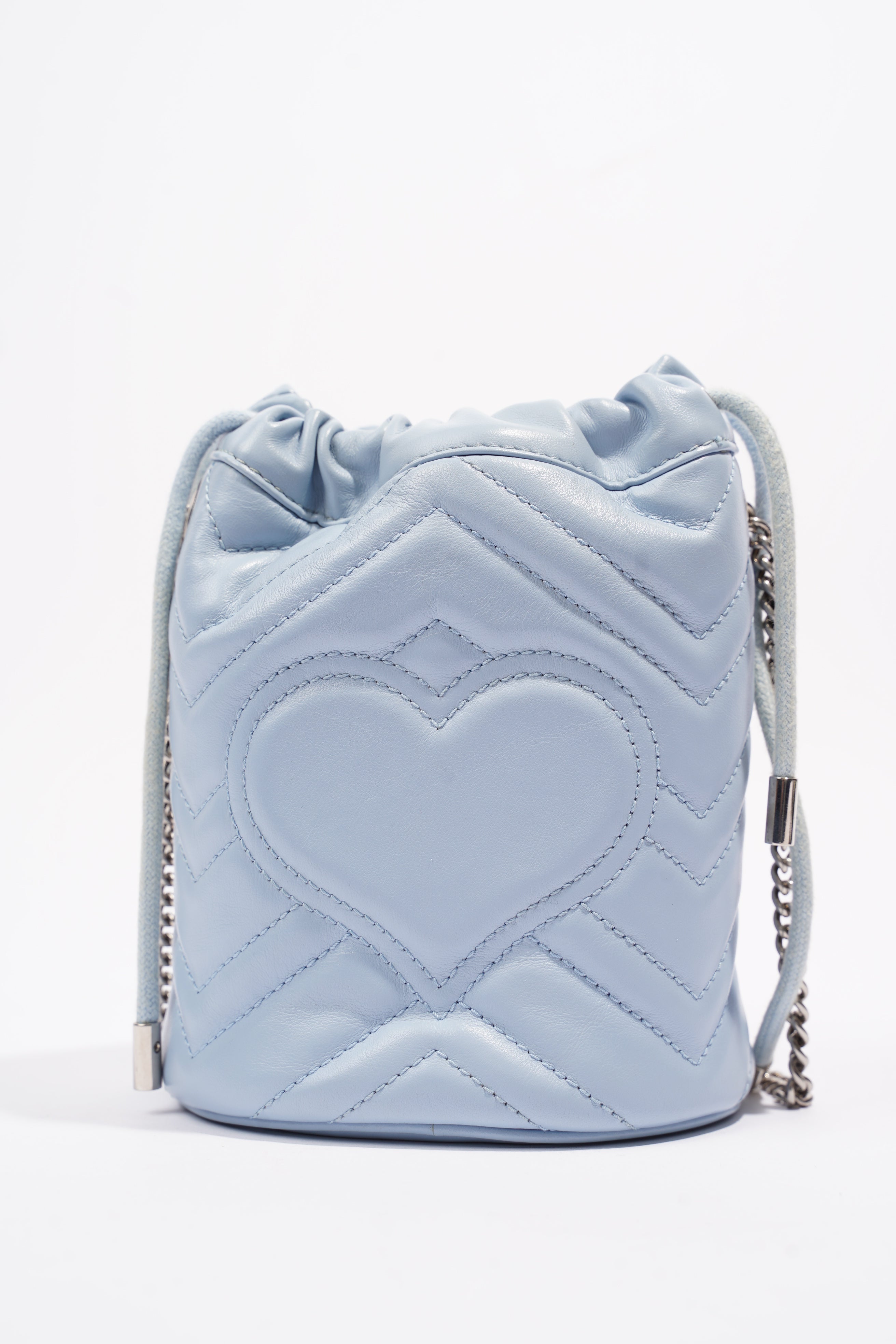 Gucci Marmont Bucket Bag Baby Blue Matelasse Leather Mini