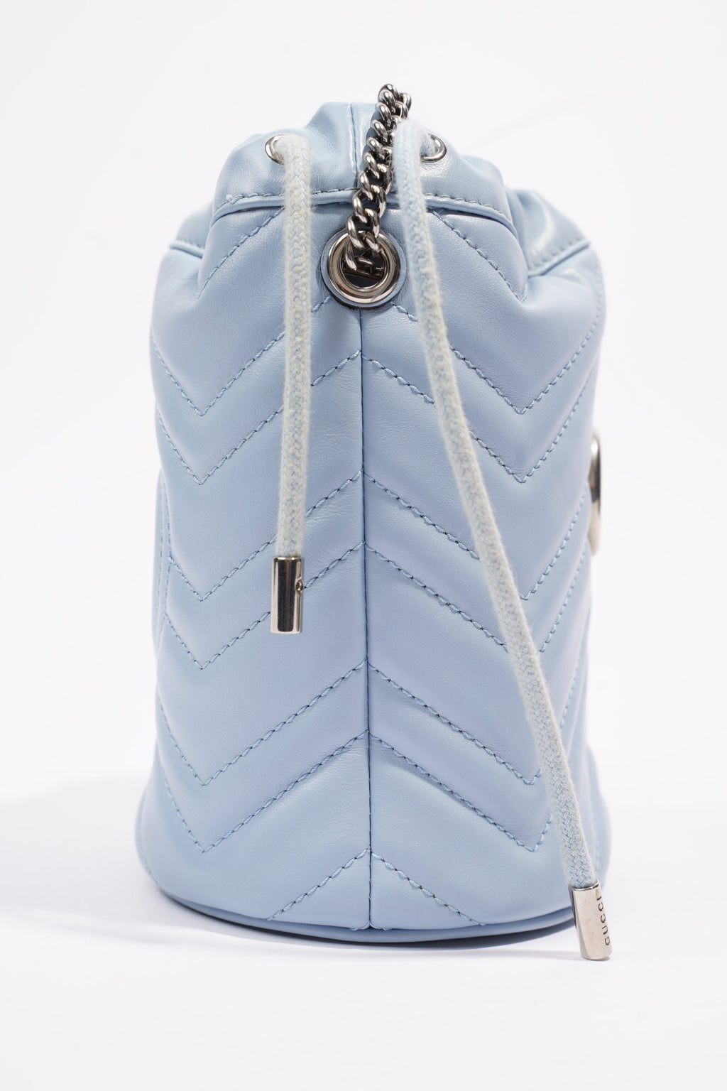 Gucci Marmont Bucket Bag Baby Blue Matelasse Leather Mini