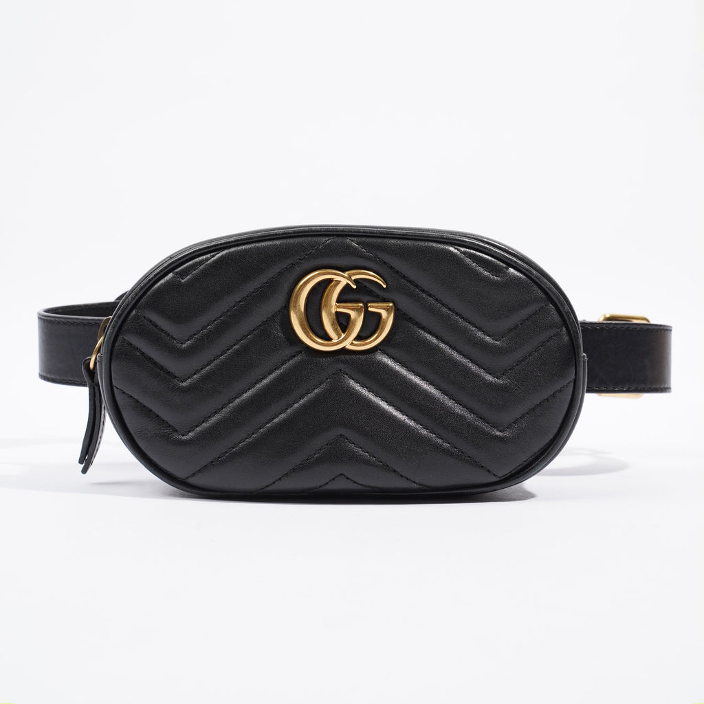 Gucci Marmont Belt Bag Black Matelasse Leather 75cm 30"