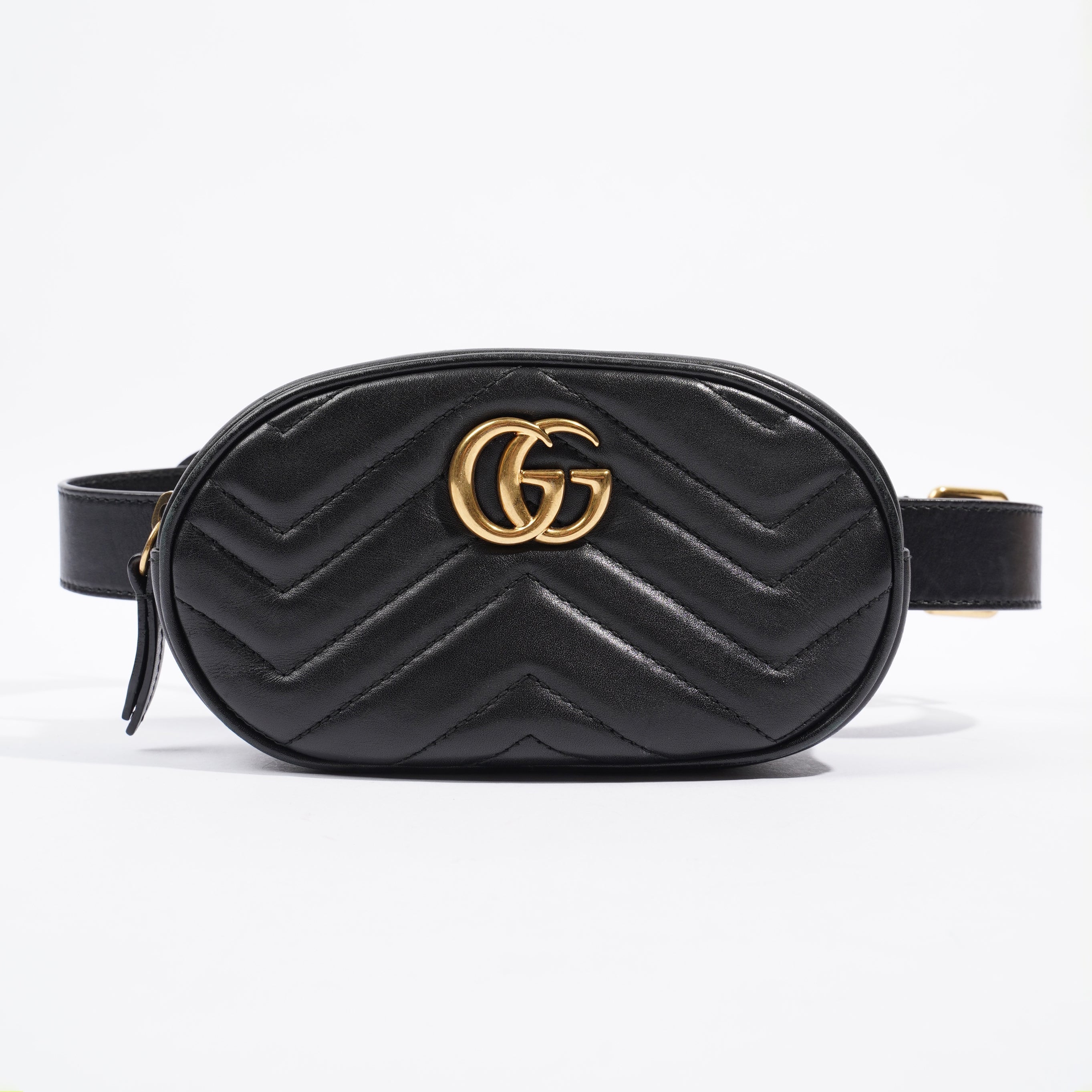 Gucci Marmont Belt Bag Black Matelasse Leather 75cm 30"