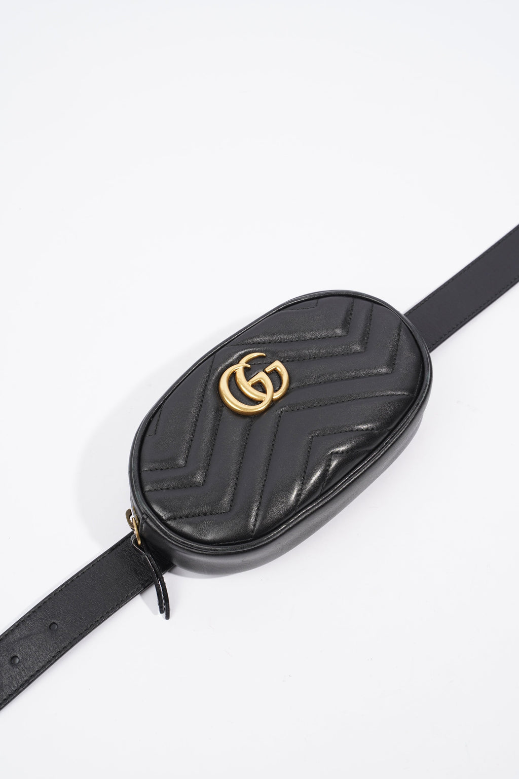 Gucci Marmont Belt Bag Black Matelasse Leather 75cm 30"