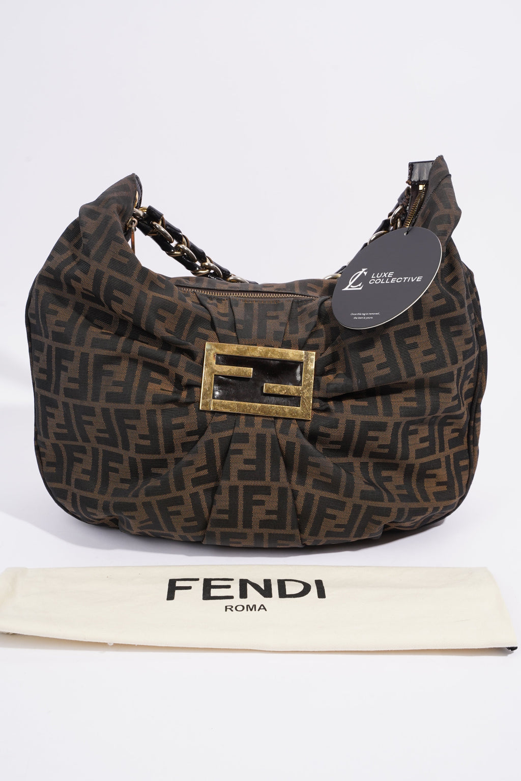 Fendi Zucca Shoulder Bag Brown Canvas