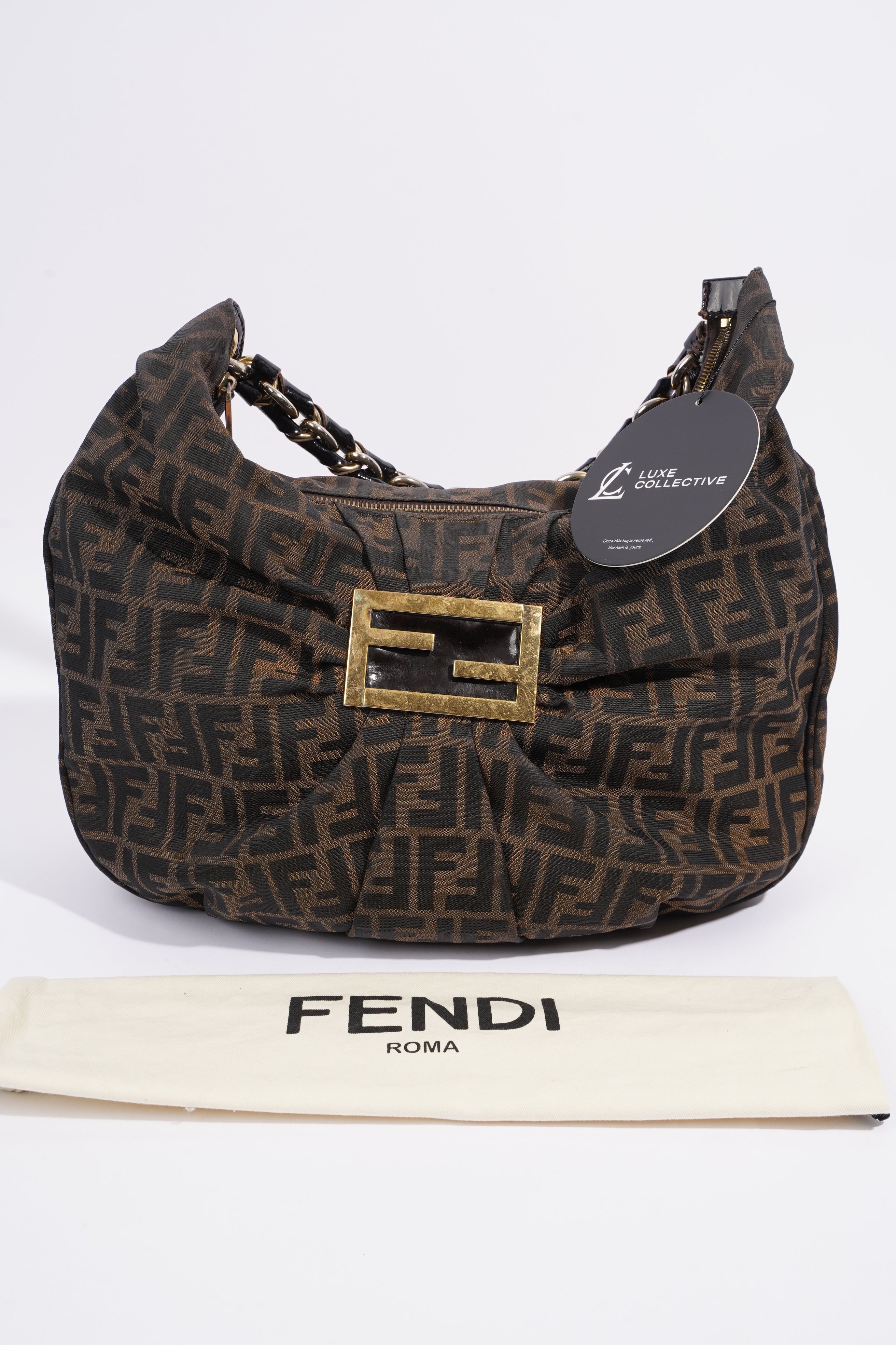 Fendi Zucca Shoulder Bag Brown Canvas