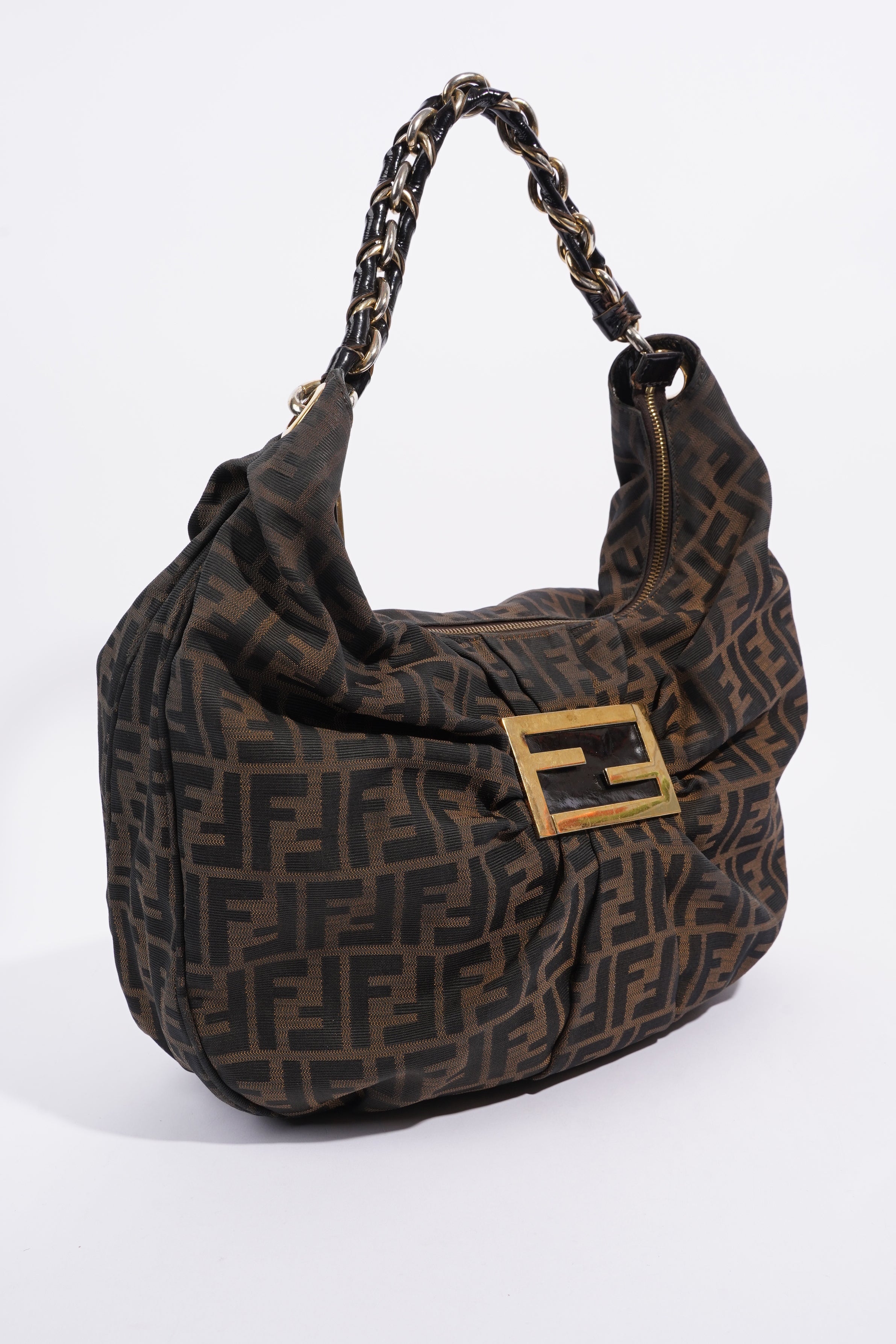 Fendi Zucca Shoulder Bag Brown Canvas