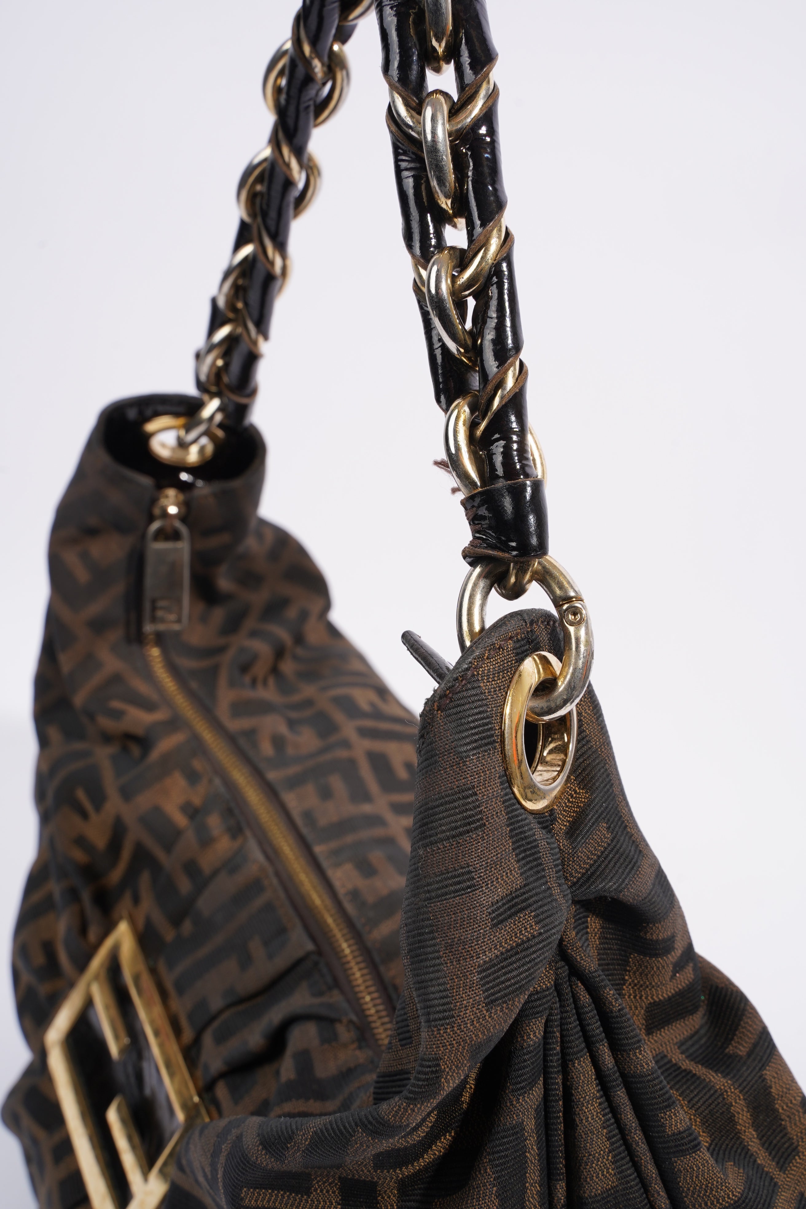 Fendi Zucca Shoulder Bag Brown Canvas