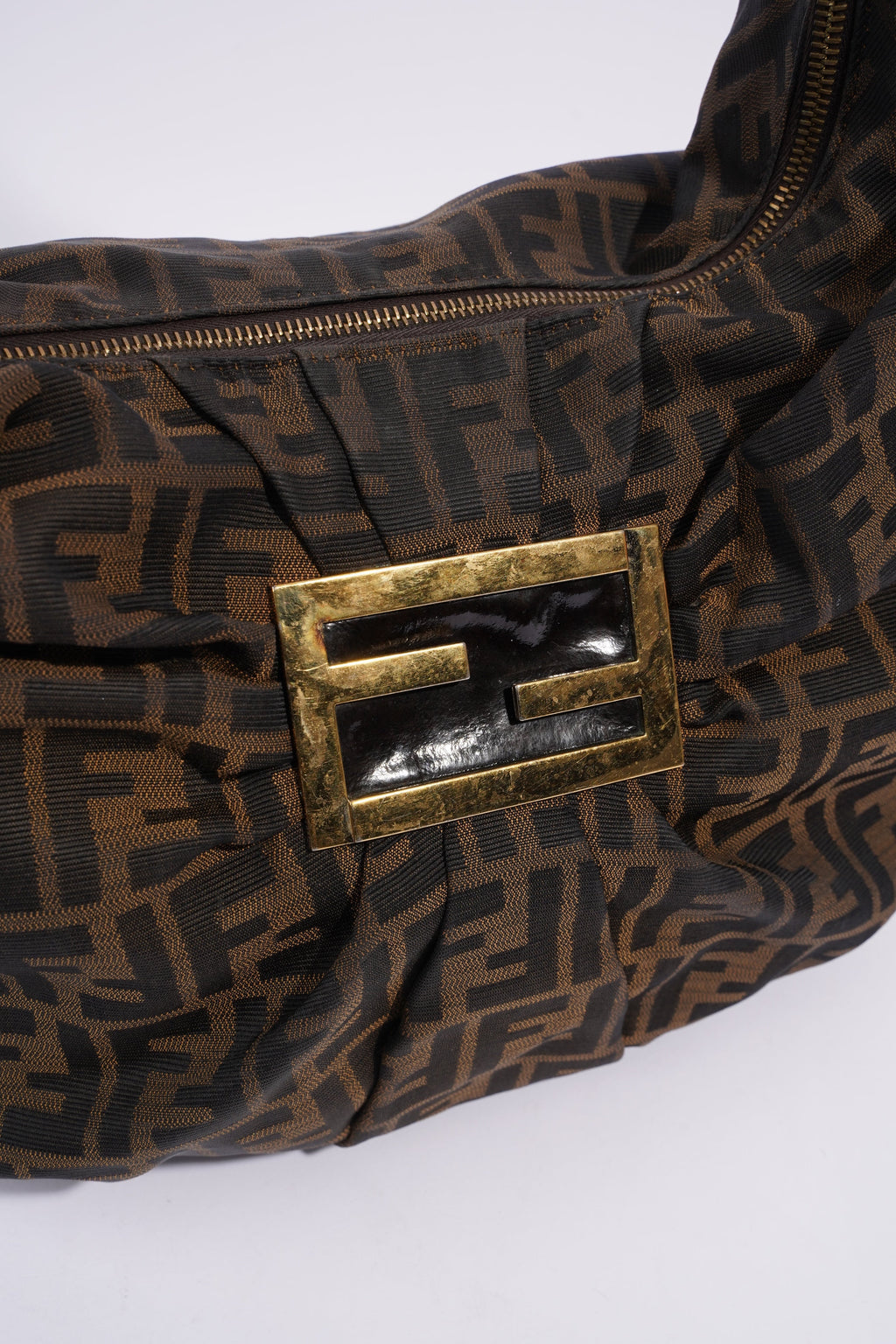 Fendi Zucca Shoulder Bag Brown Canvas