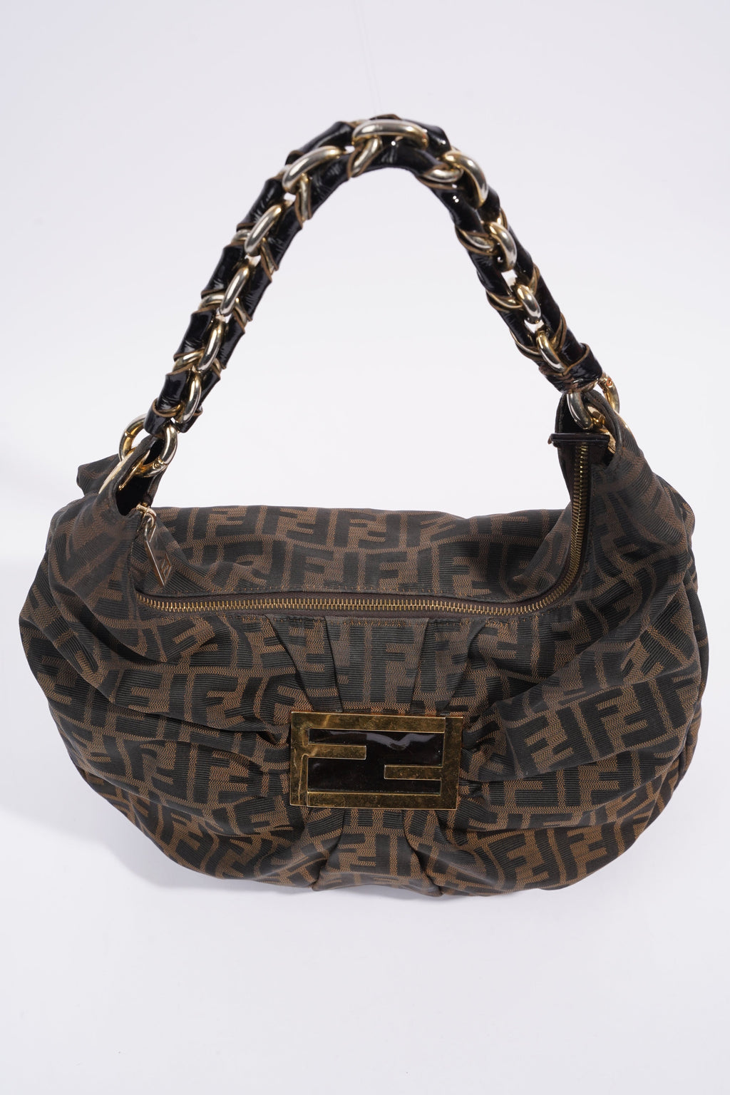 Fendi Zucca Shoulder Bag Brown Canvas