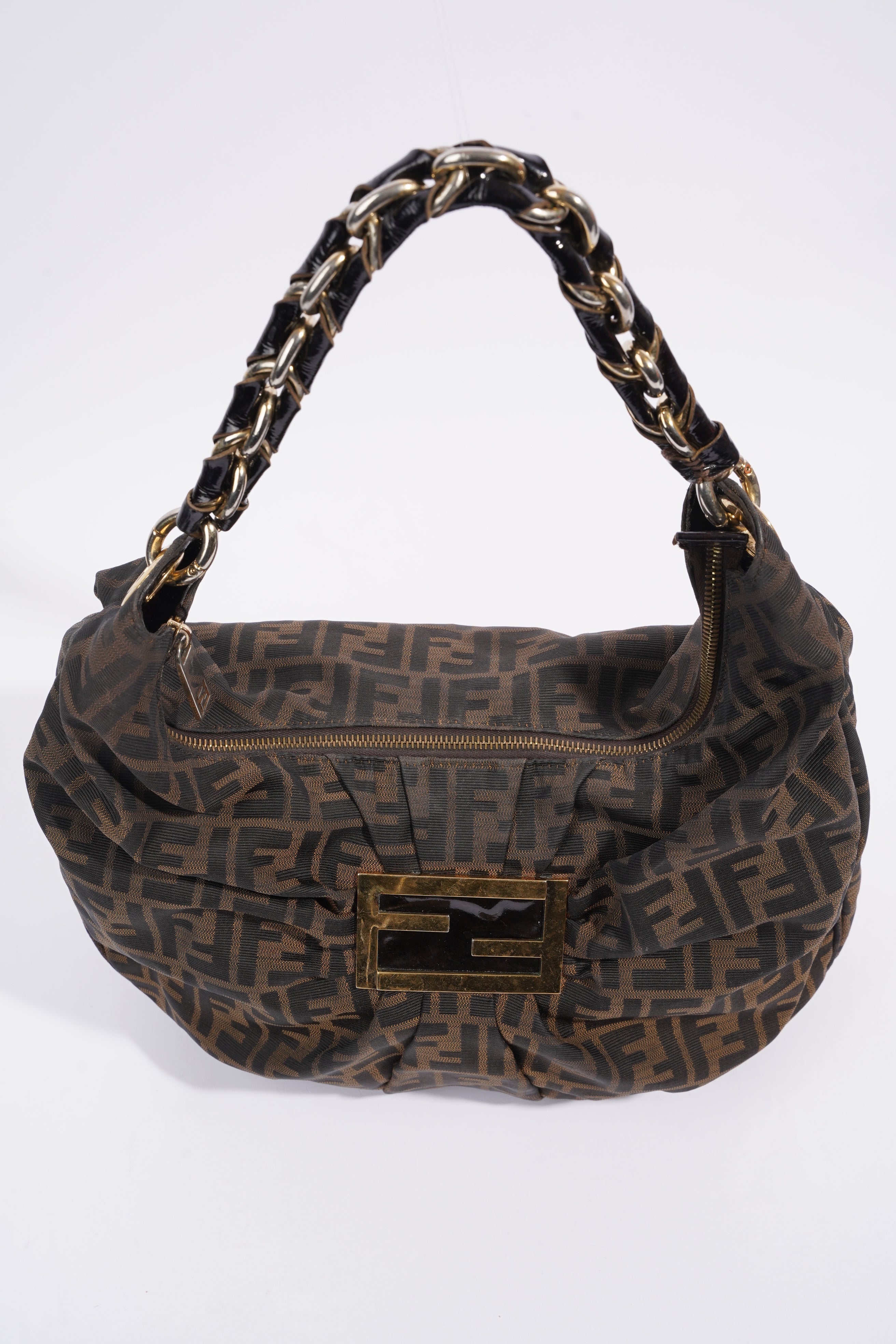 Fendi Zucca Shoulder Bag Brown Canvas