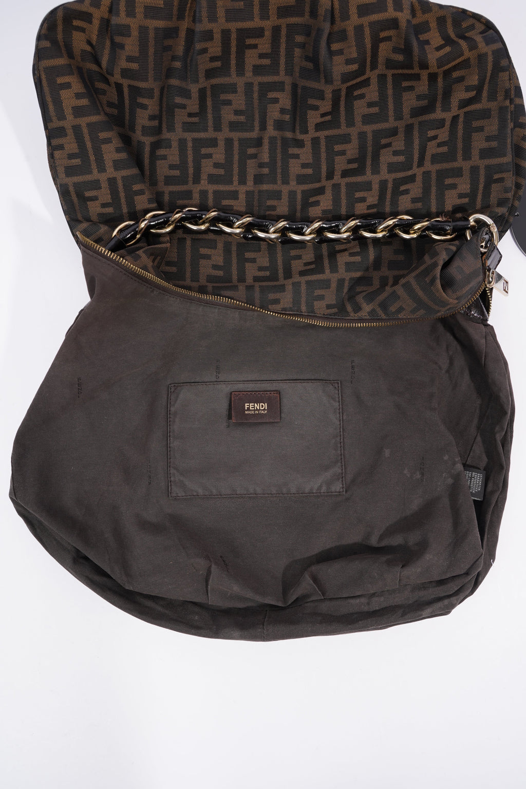 Fendi Zucca Shoulder Bag Brown Canvas