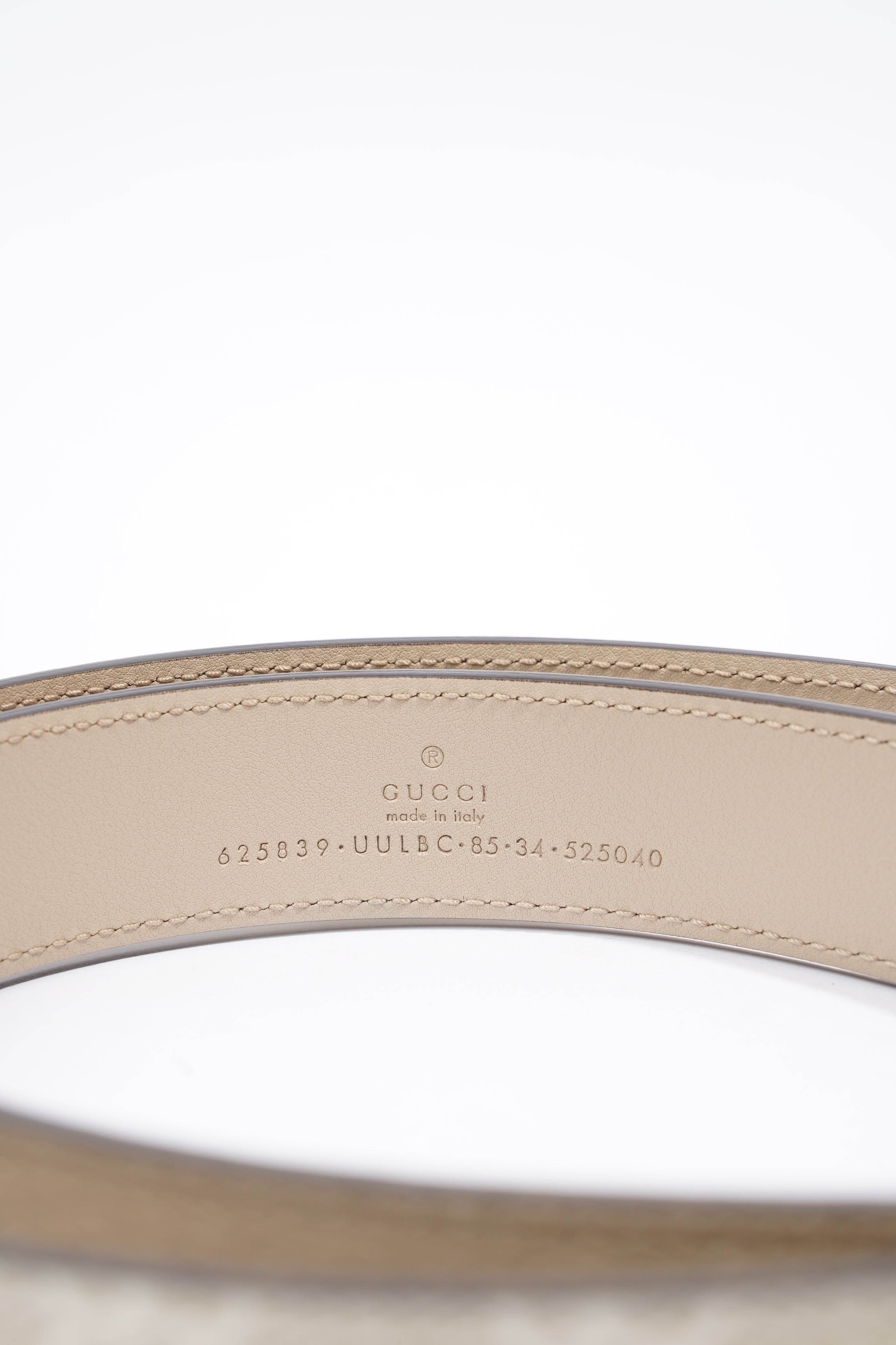 Gucci GG Marmont Belt Beige / White Leather 85cm 34'