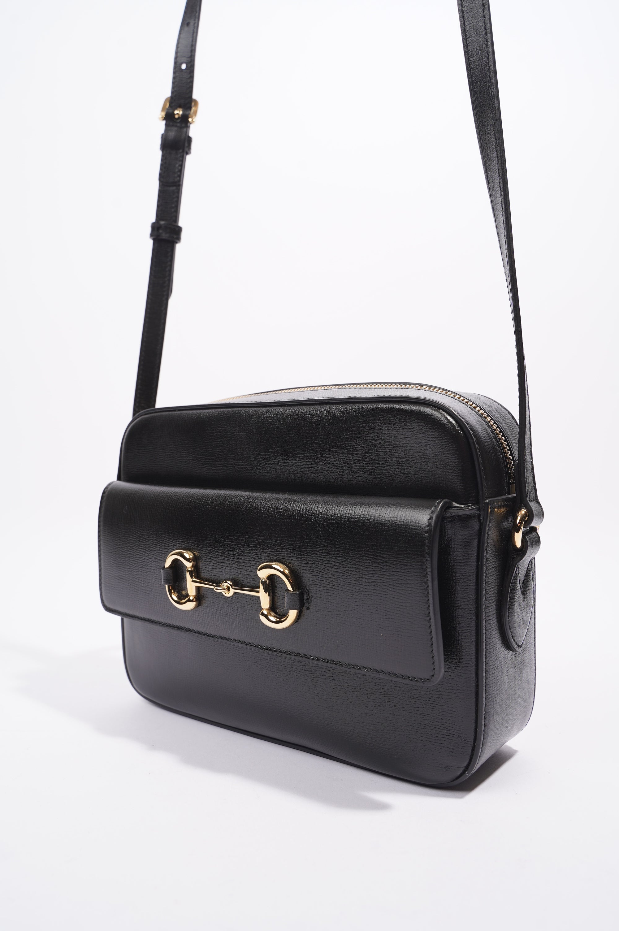 Gucci Horsebit 1955 Small Shoulder Bag Black Black Leather Small