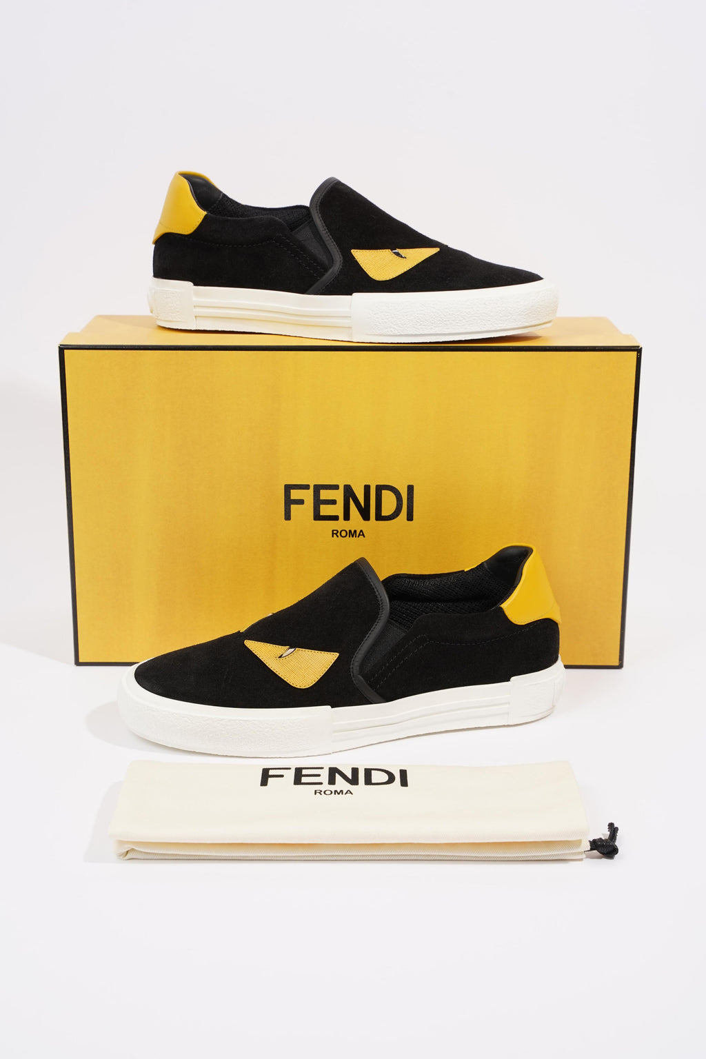 Fendi Monster Eye Black / Yellow Suede EU 38 UK 5