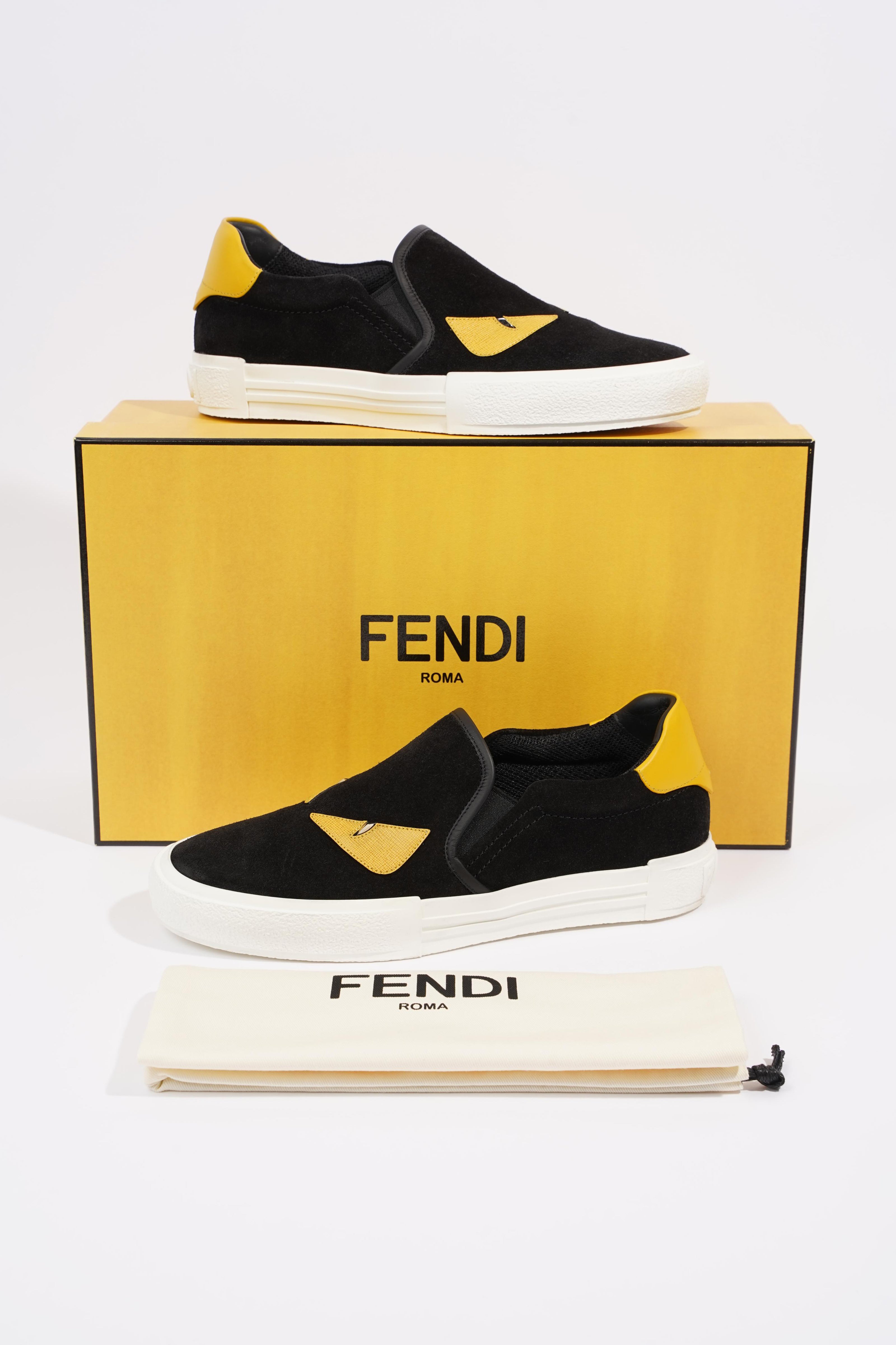 Fendi Monster Eye Black / Yellow Suede EU 38 UK 5
