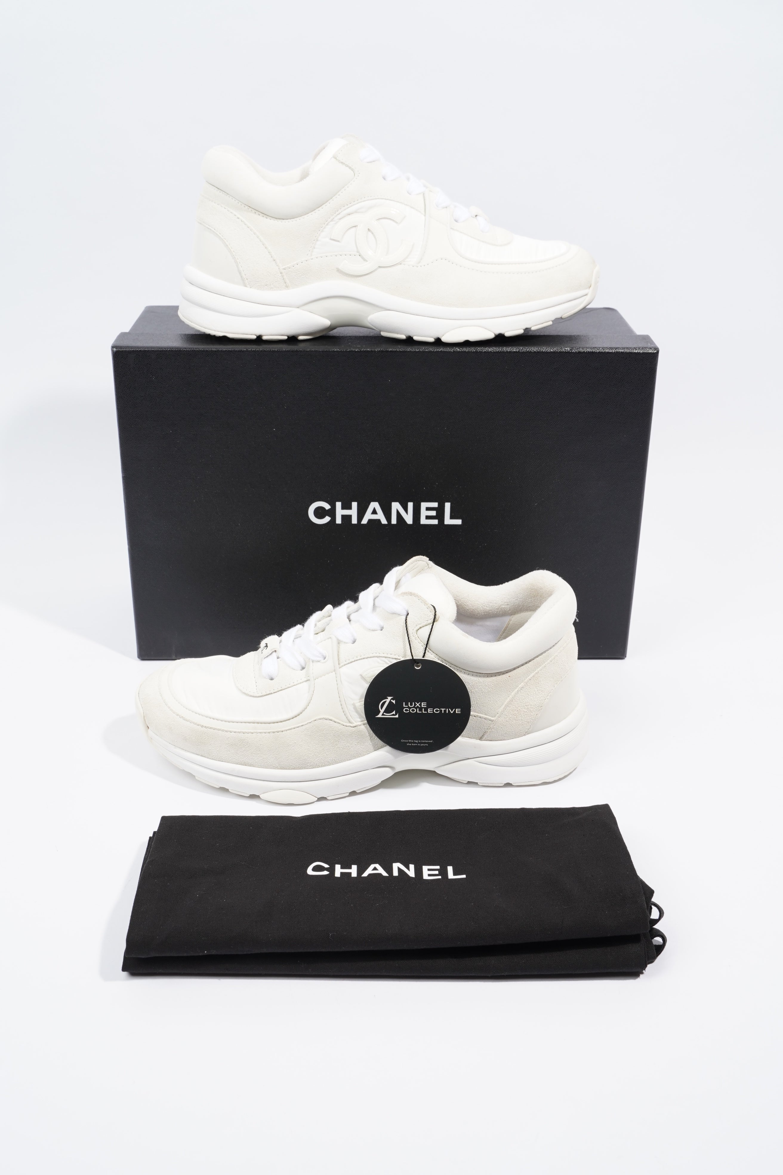 Chanel CC Logo Sneaker White Suede EU 39 UK 6