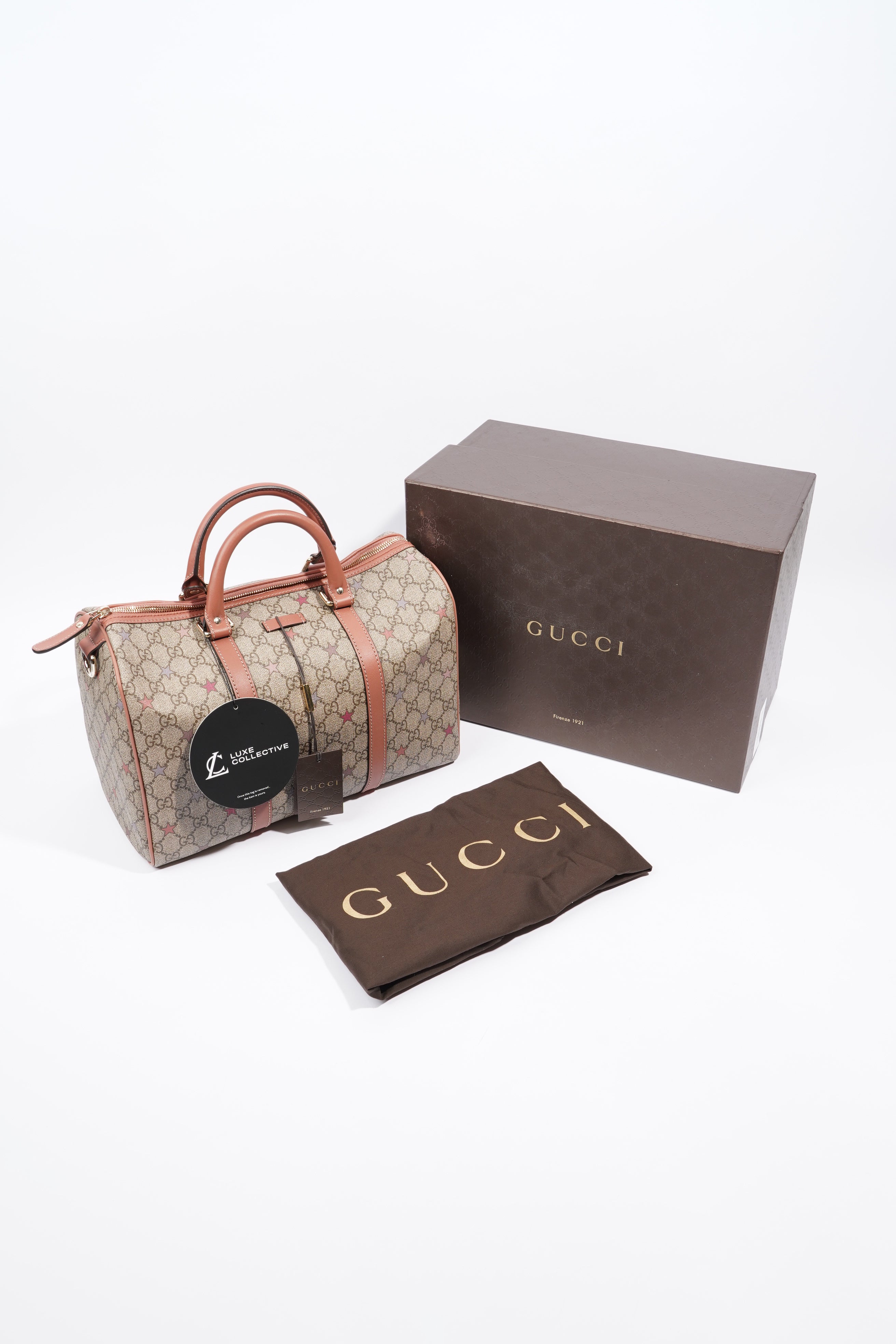 Gucci GG Supreme Stars Joy Boston Beige / Dusty Pink Coated Canvas Medium