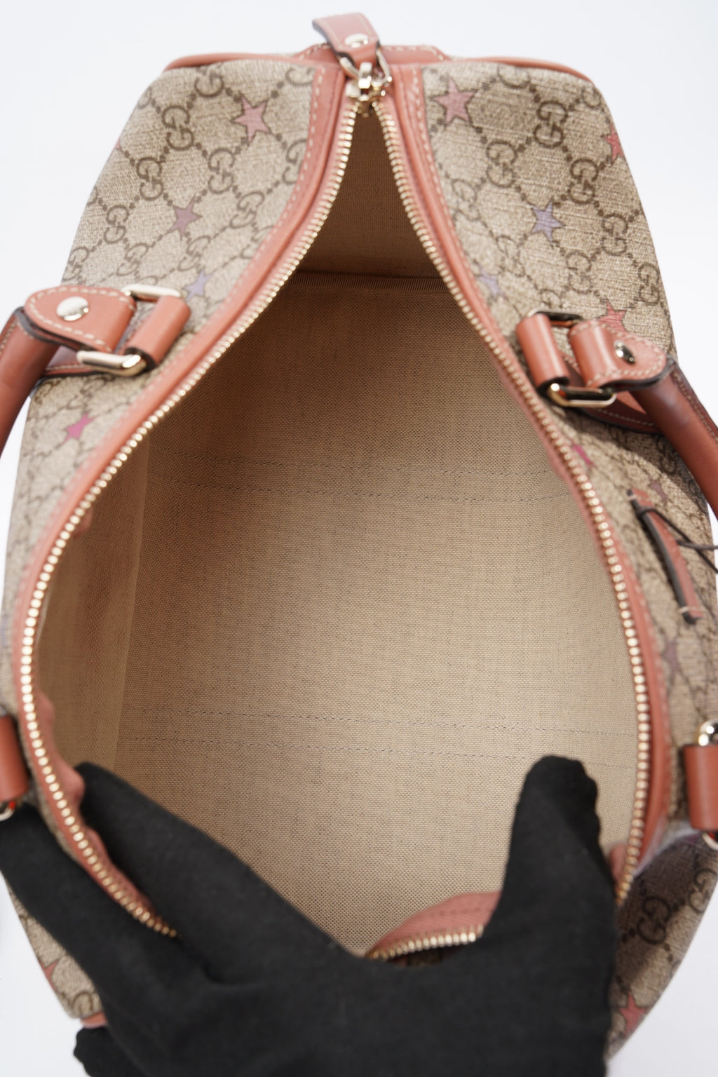 Gucci GG Supreme Stars Joy Boston Beige / Dusty Pink Coated Canvas Medium
