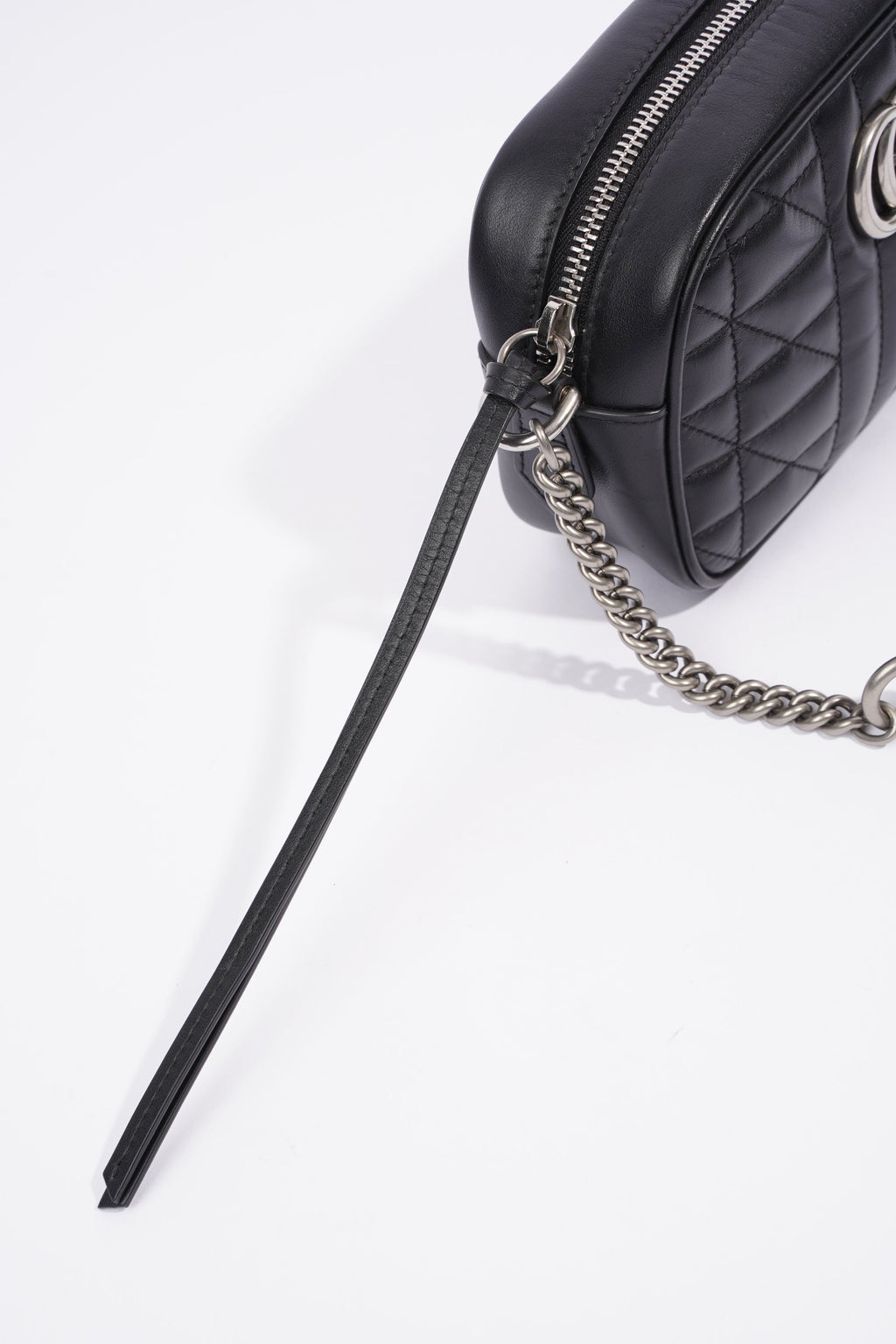 Gucci Marmont Zip Black Matelasse Leather Mini