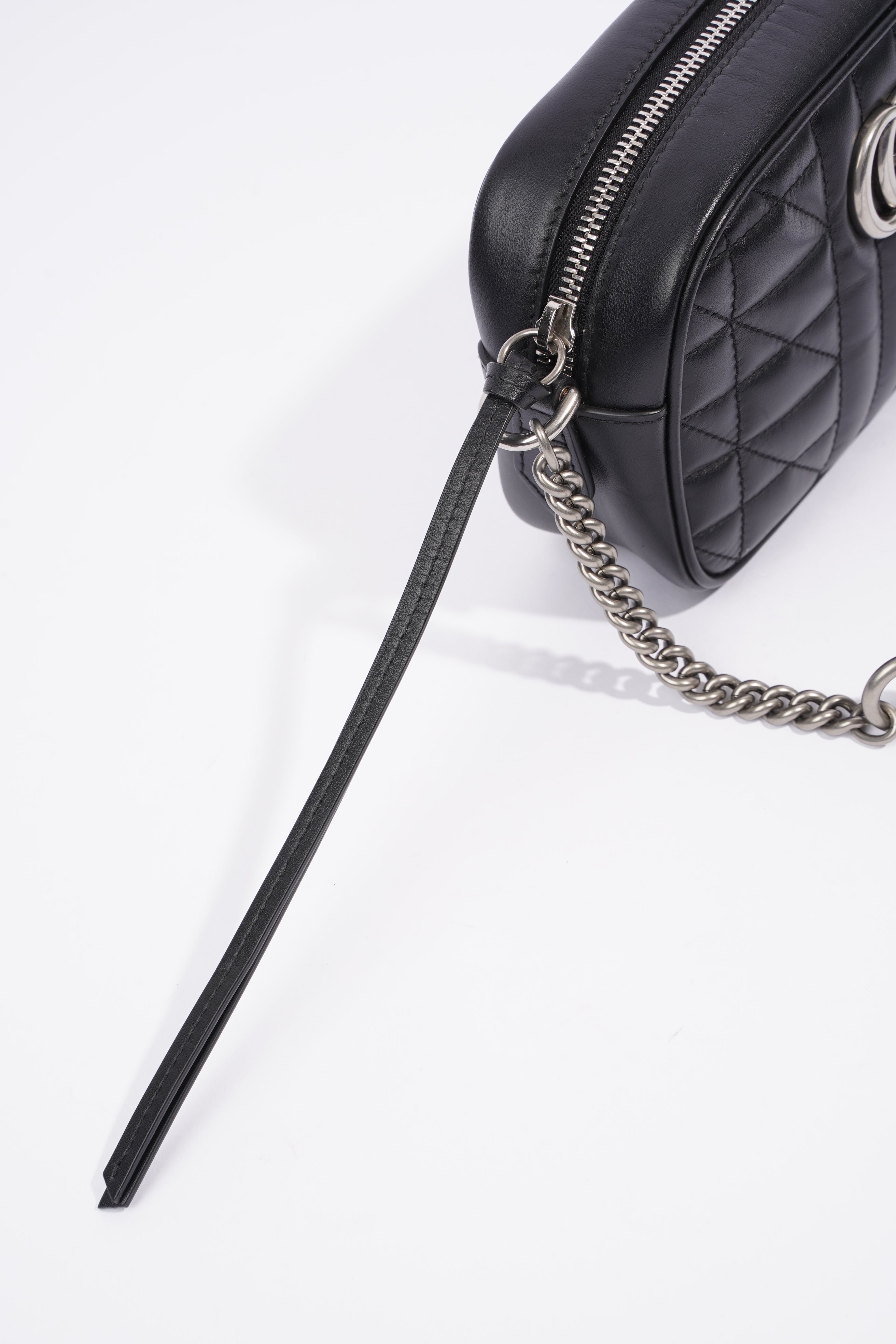 Gucci Marmont Zip Black Matelasse Leather Mini