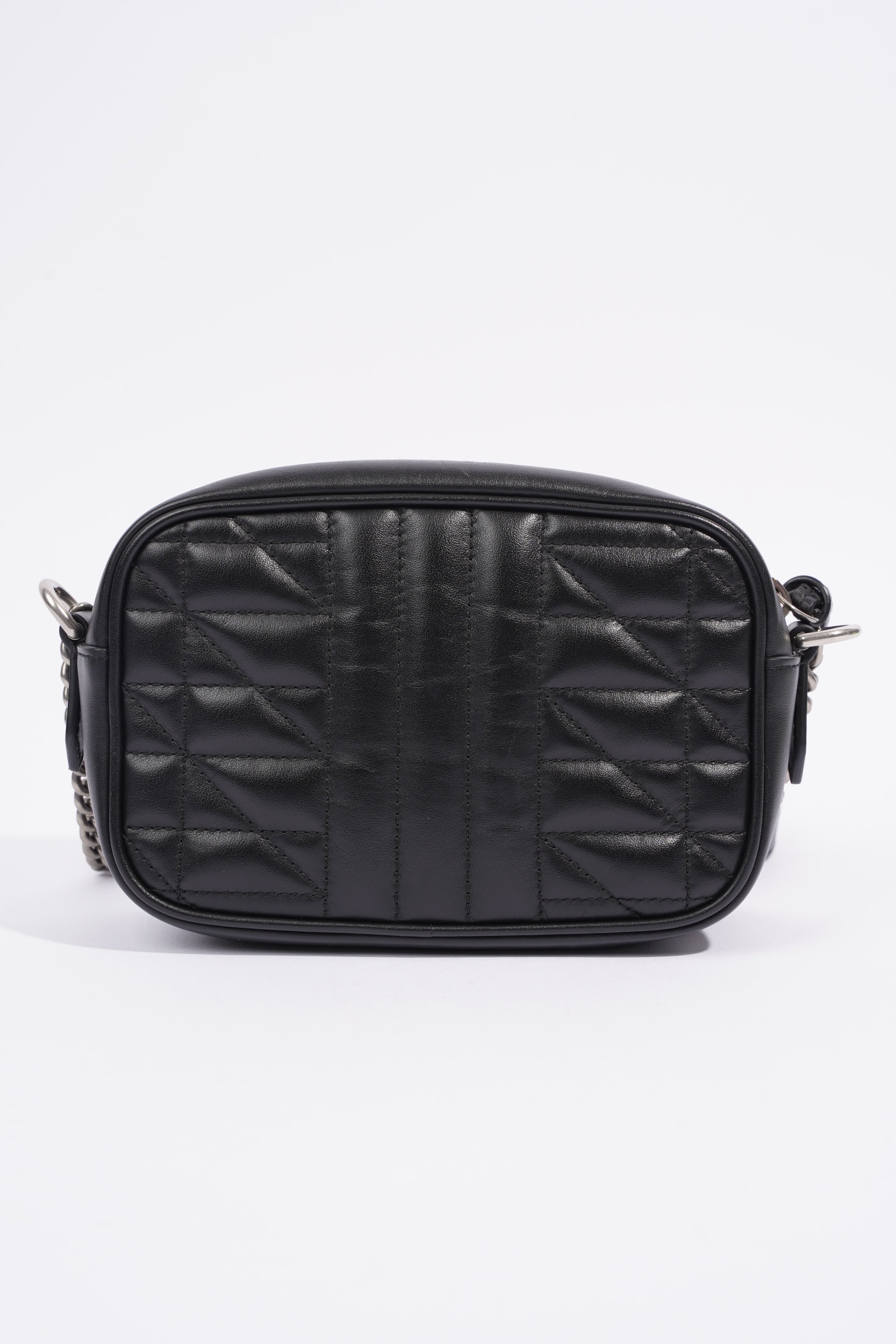 Gucci Marmont Zip Black Matelasse Leather Mini