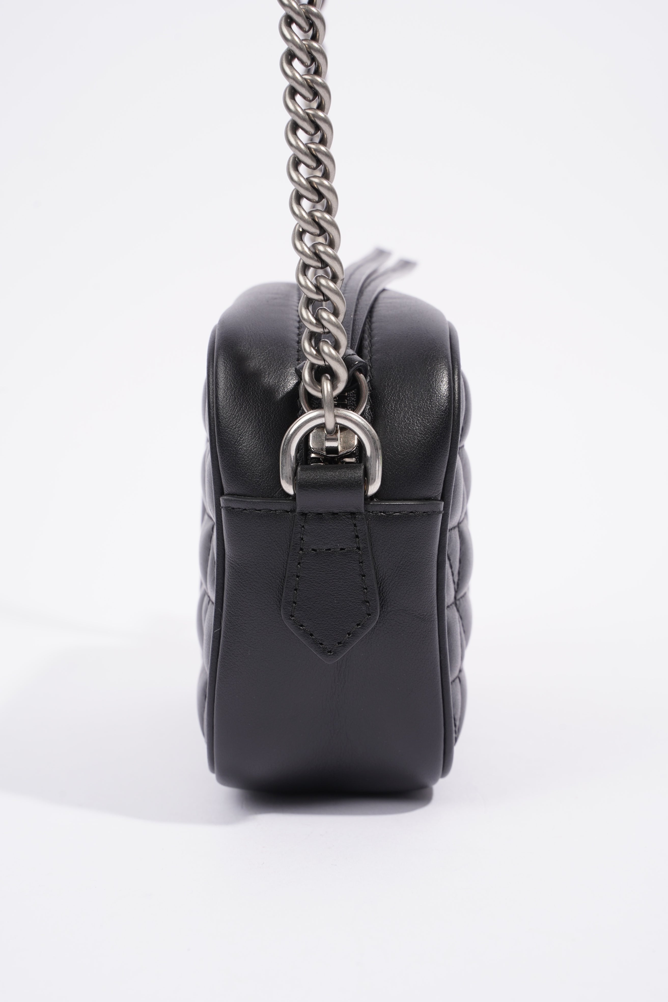 Gucci Marmont Zip Black Matelasse Leather Mini