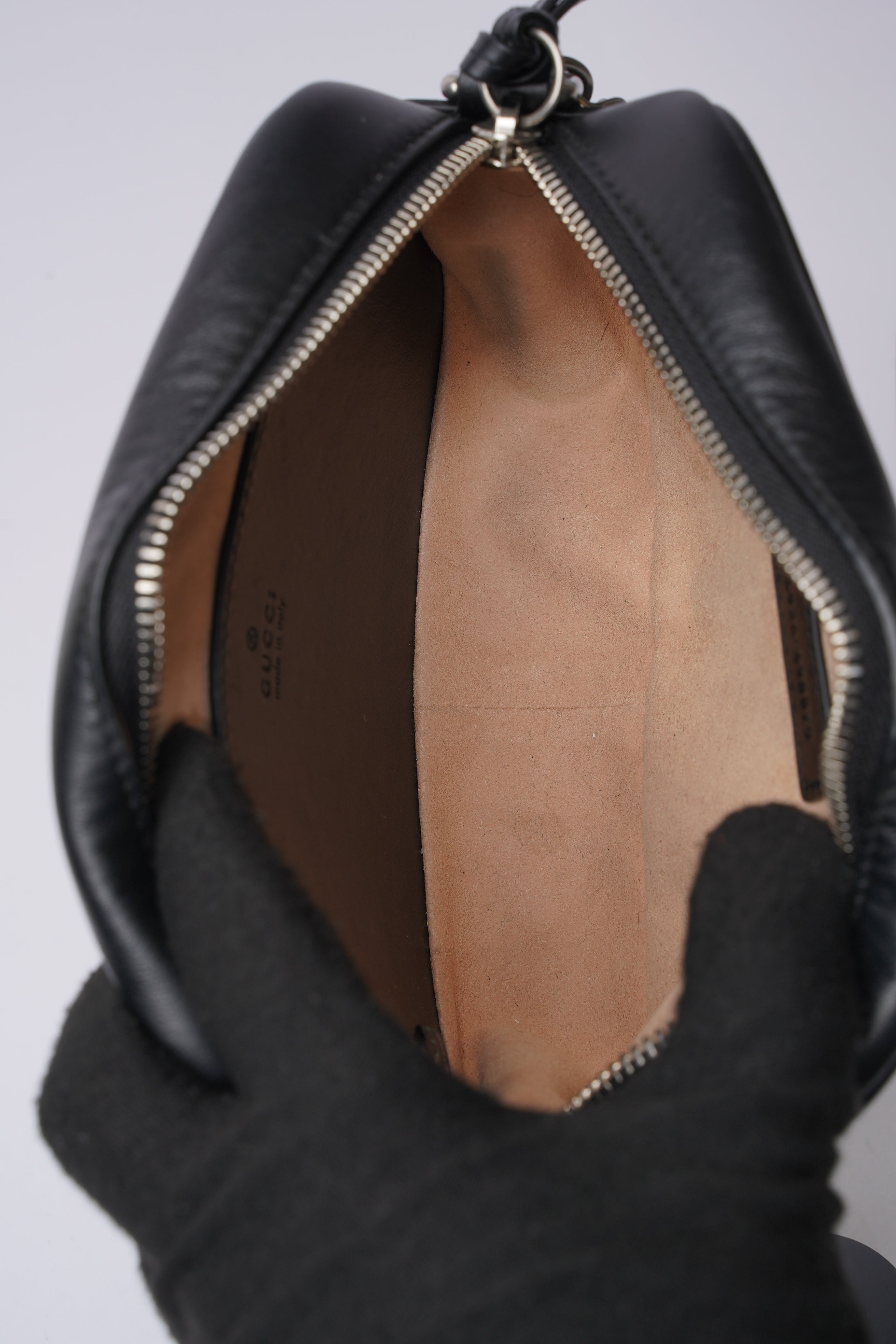 Gucci Marmont Zip Black Matelasse Leather Mini