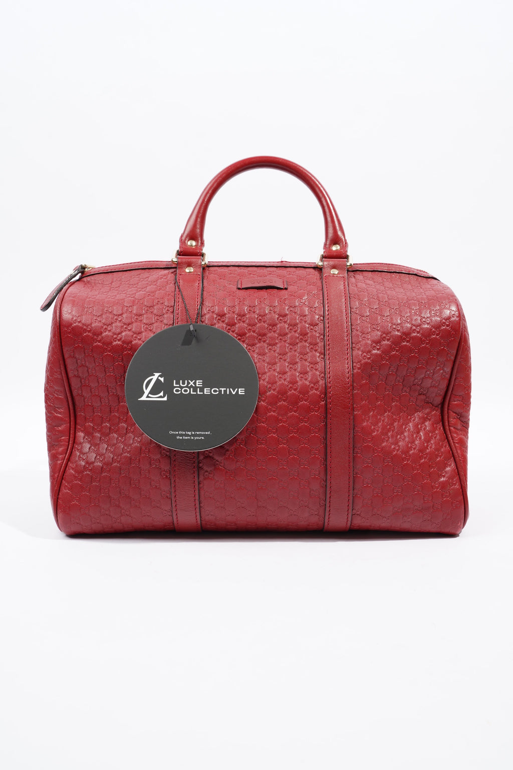 Gucci Boston Bag Red Microguccissima GG Embossed Leather