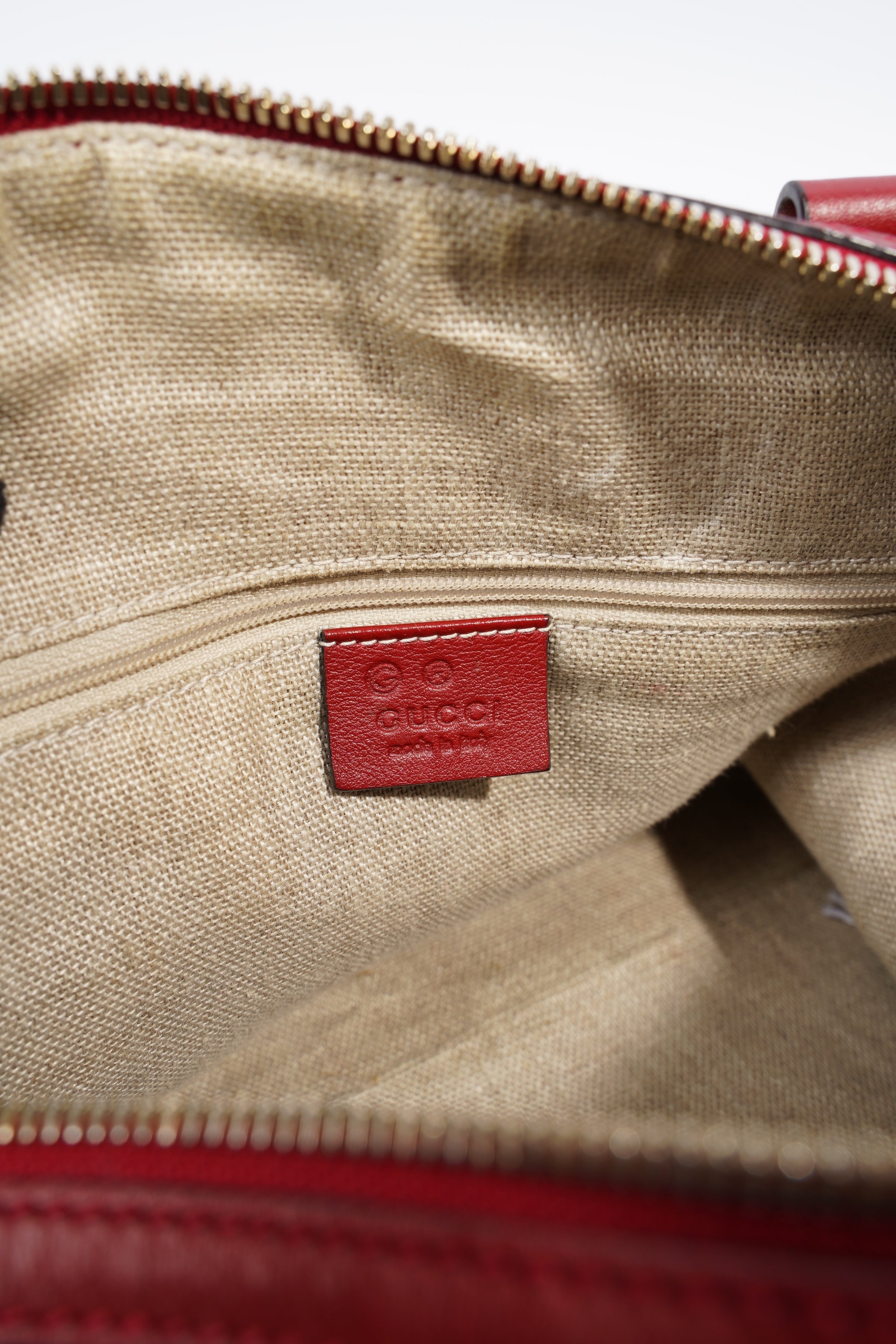 Gucci Boston Bag Red Microguccissima GG Embossed Leather
