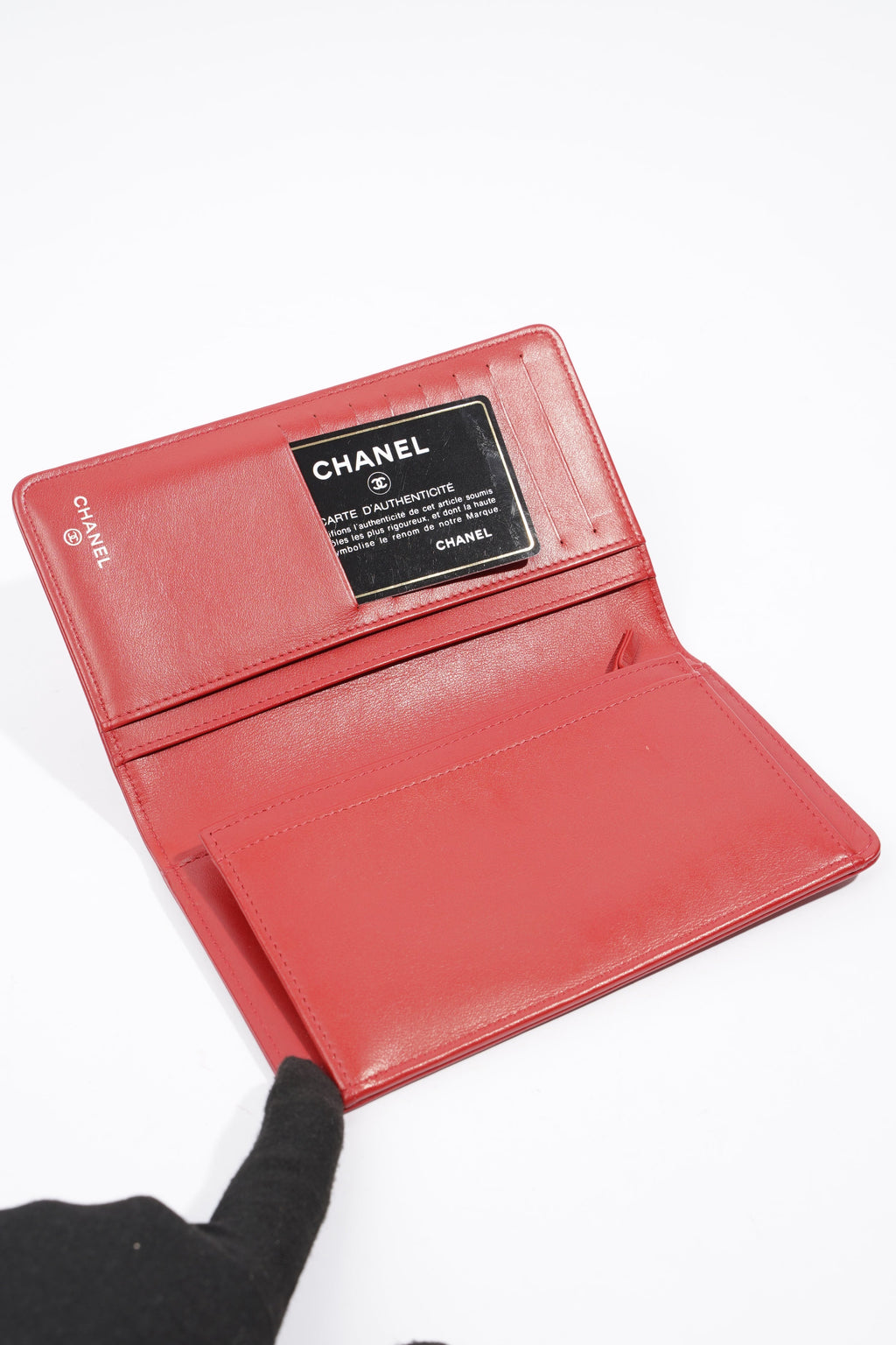 Chanel Quilted Boy Yen Wallet Red Lambskin Leather
