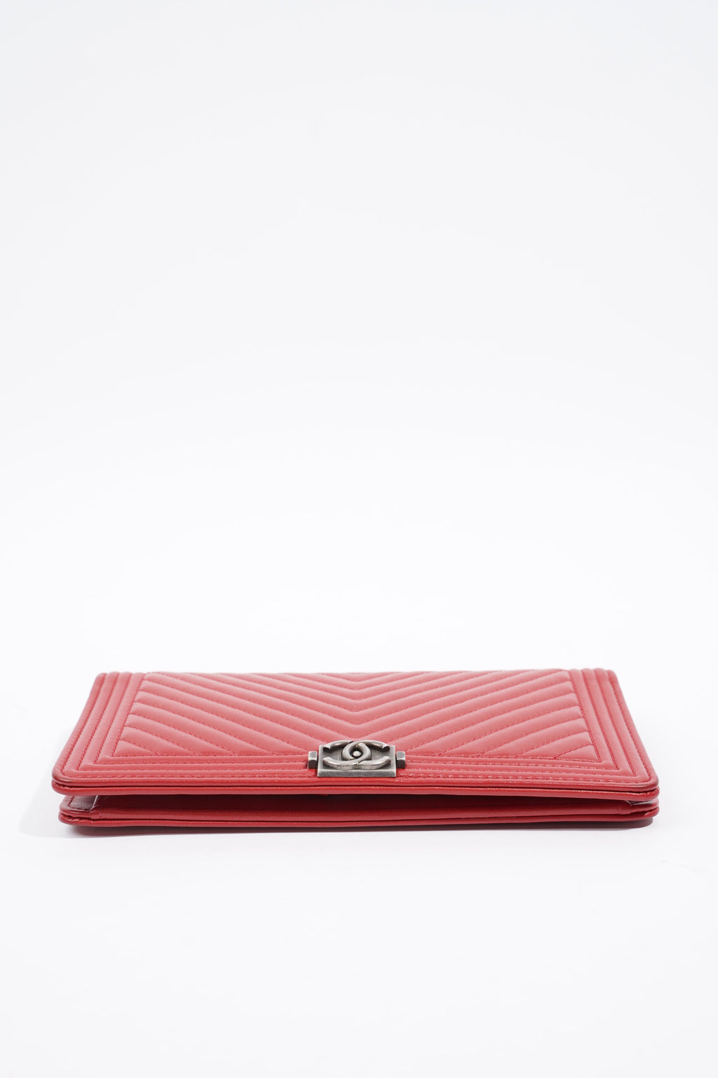 Chanel Quilted Boy Yen Wallet Red Lambskin Leather