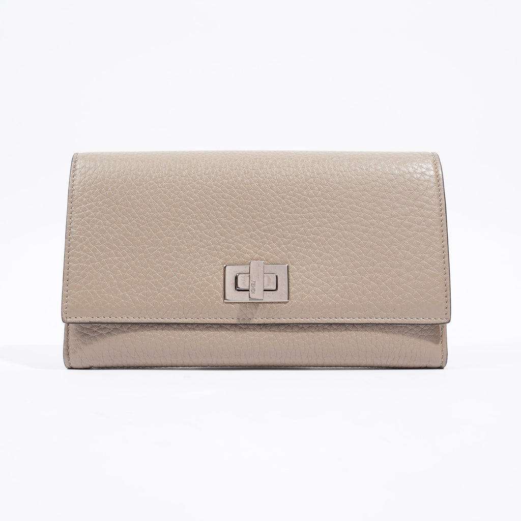 Fendi Peekaboo Long Wallet Grey Leather