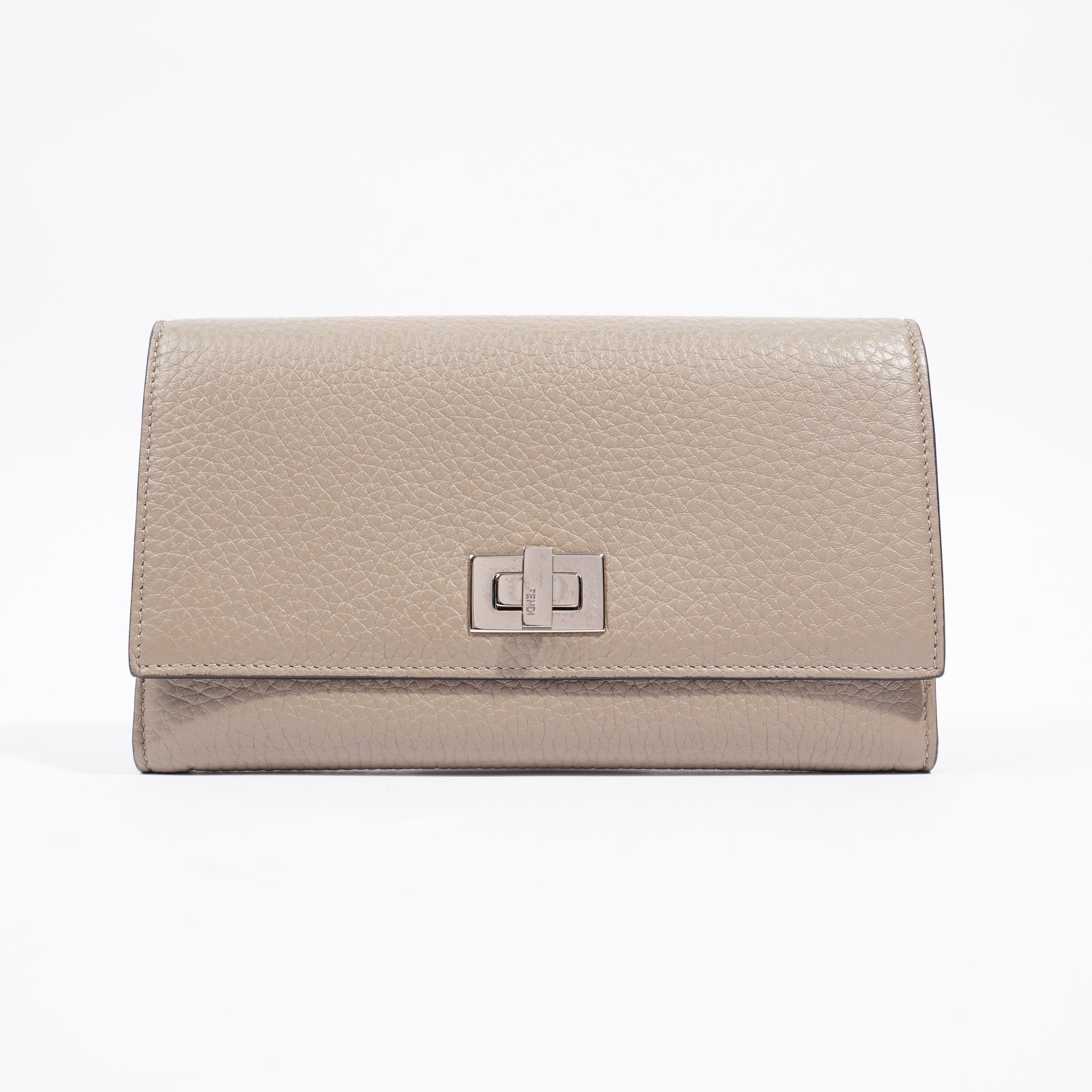 Fendi Peekaboo Long Wallet Grey Leather