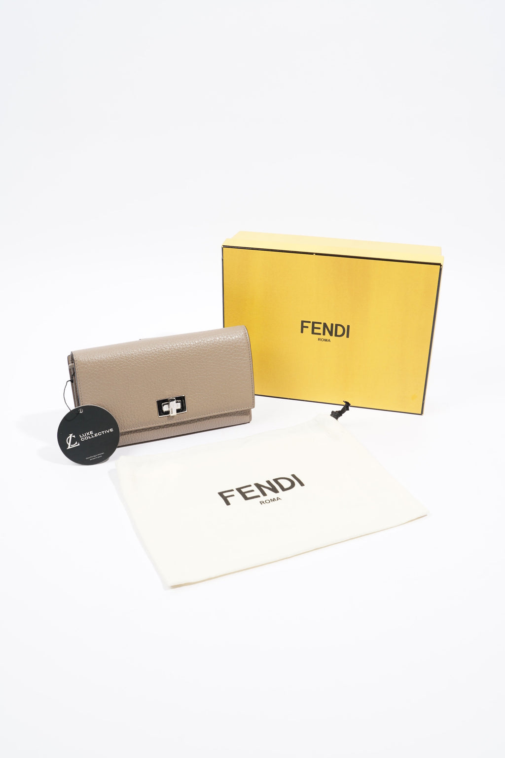 Fendi Peekaboo Long Wallet Grey Leather