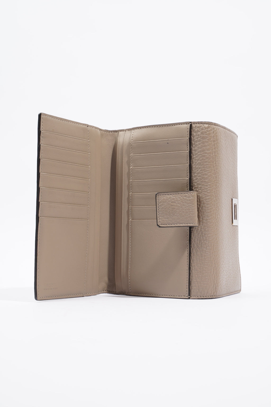 Fendi Peekaboo Long Wallet Grey Leather