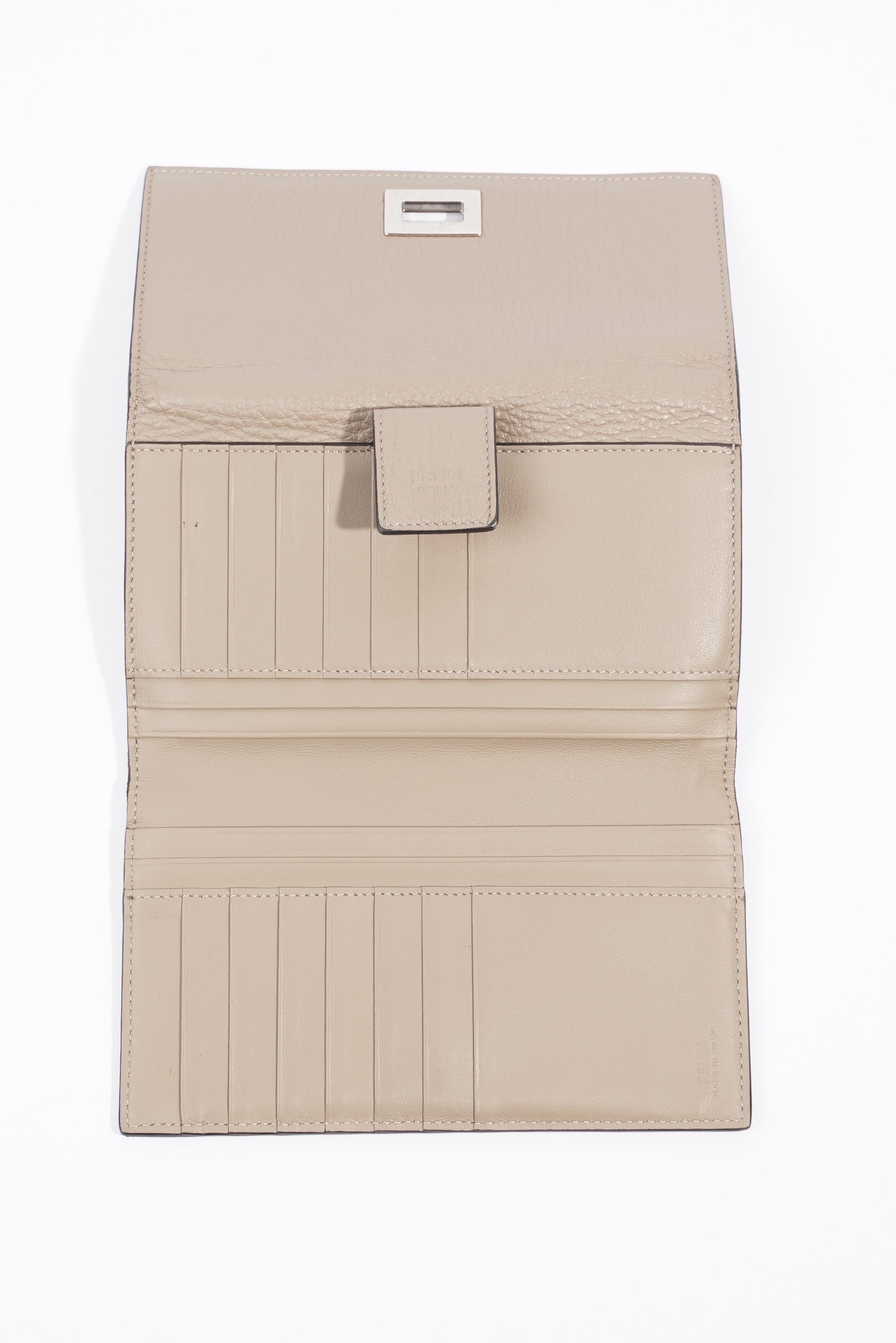 Fendi Peekaboo Long Wallet Grey Leather