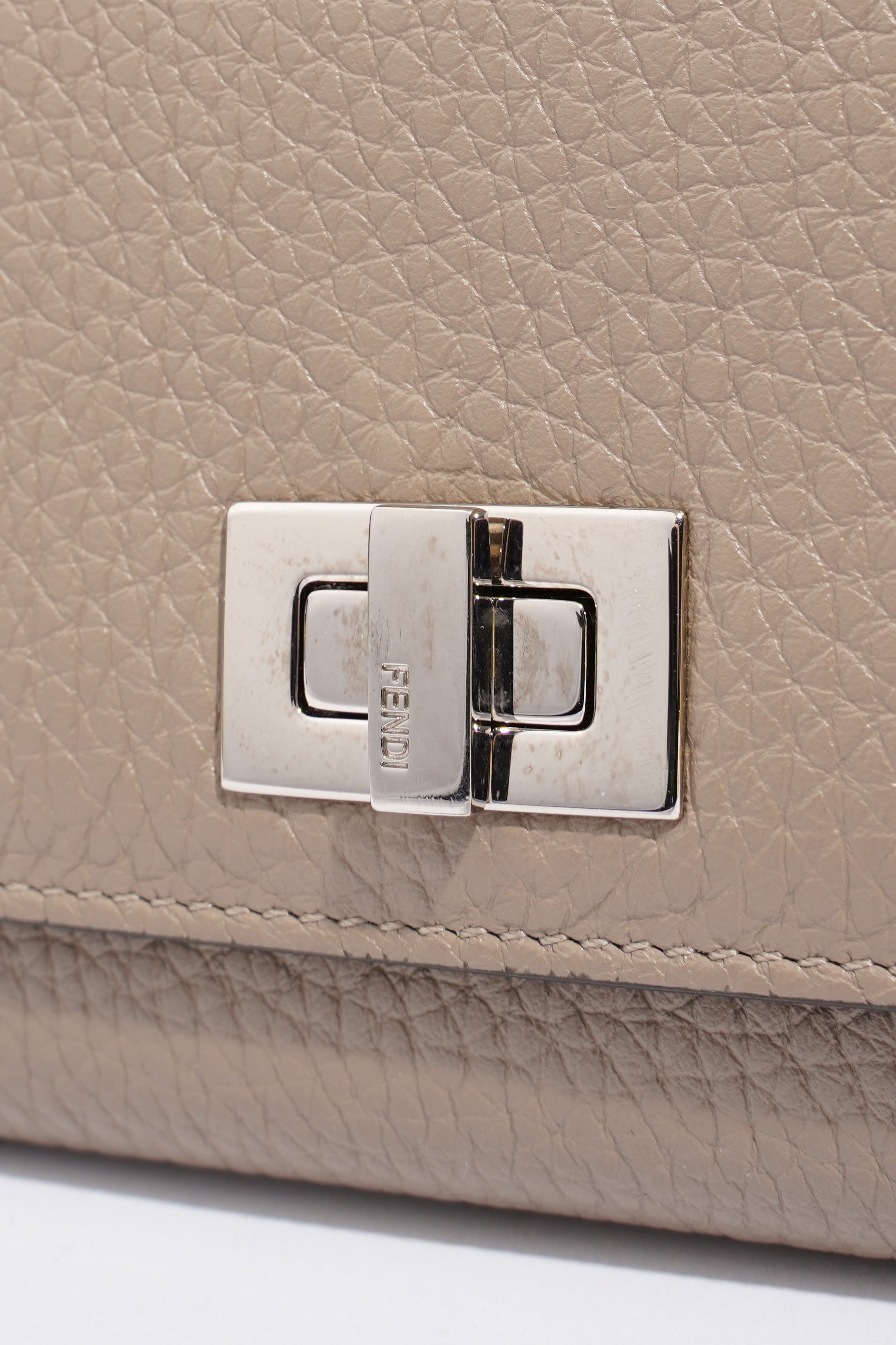 Fendi Peekaboo Long Wallet Grey Leather