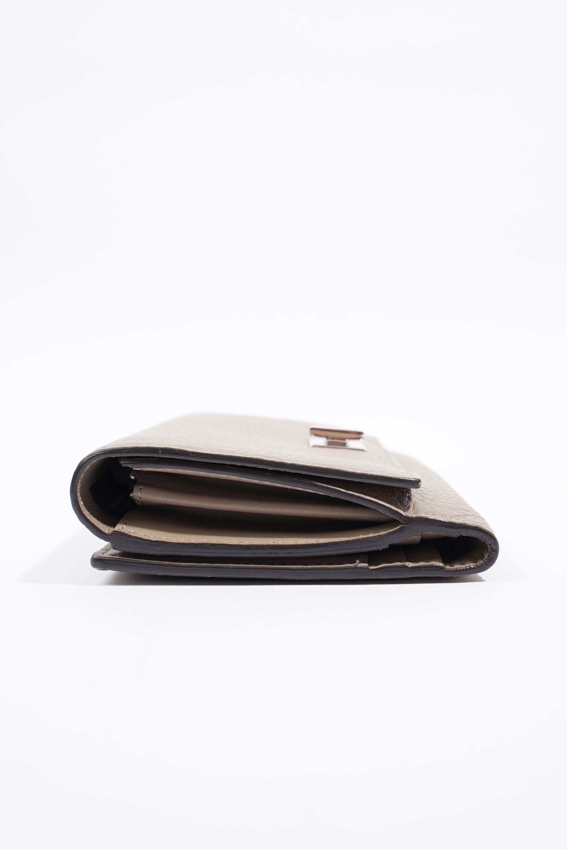 Fendi Peekaboo Long Wallet Grey Leather