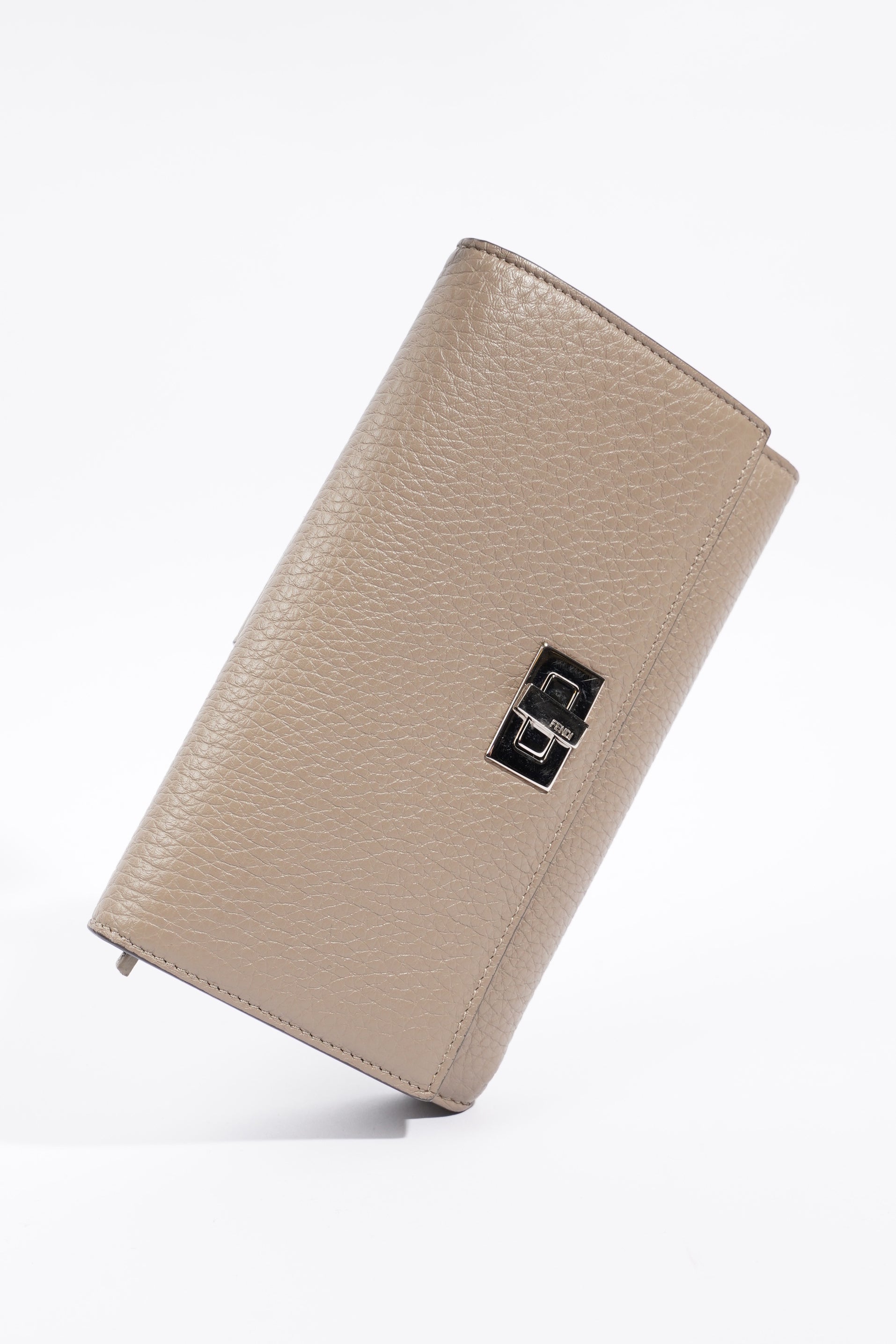 Fendi Peekaboo Long Wallet Grey Leather