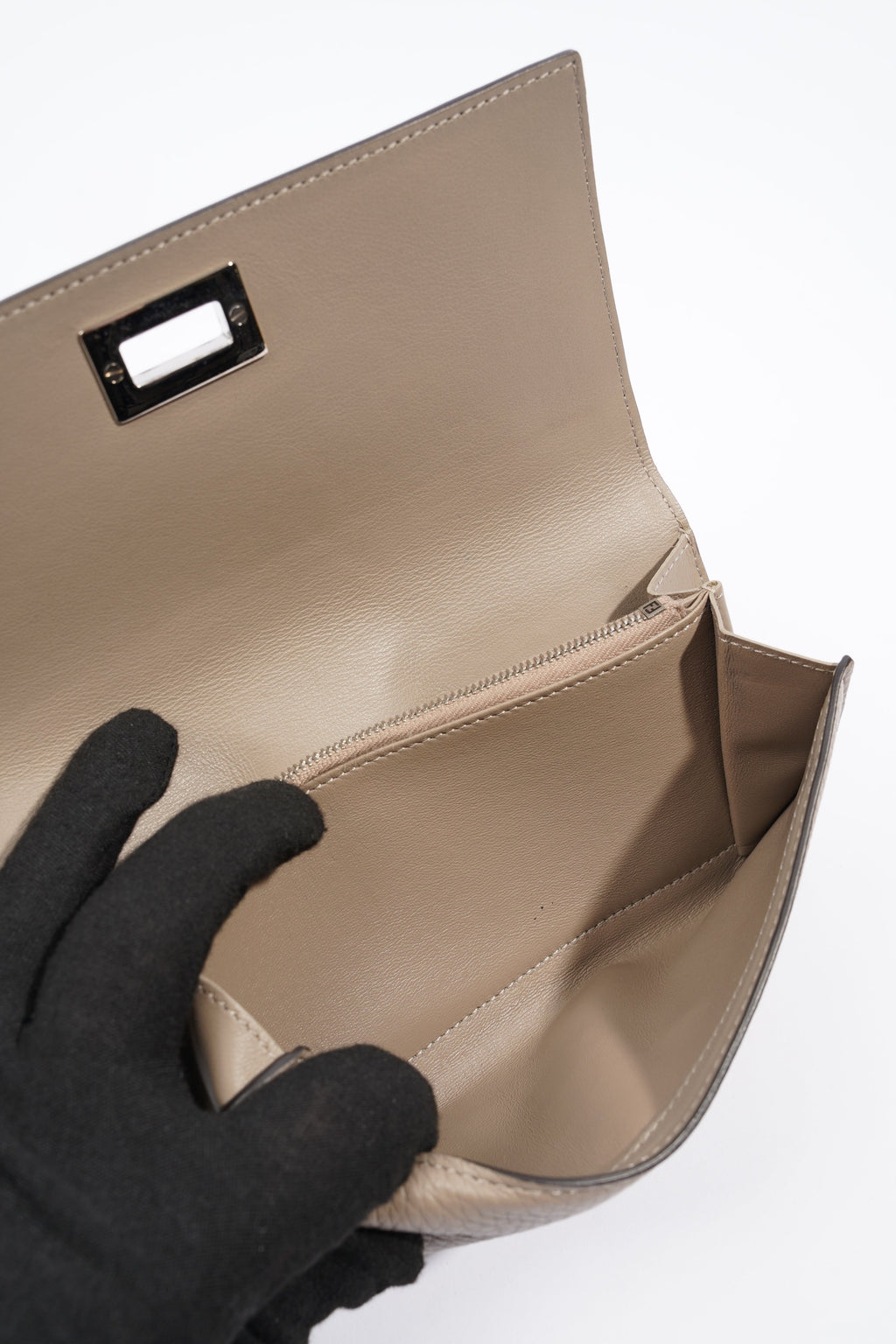 Fendi Peekaboo Long Wallet Grey Leather