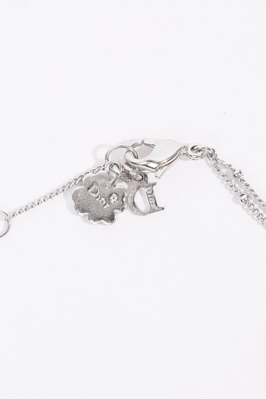 Christian Dior Dior Interlocking Silver Crystal Heart Bracelet Silver Base Metal 20cm