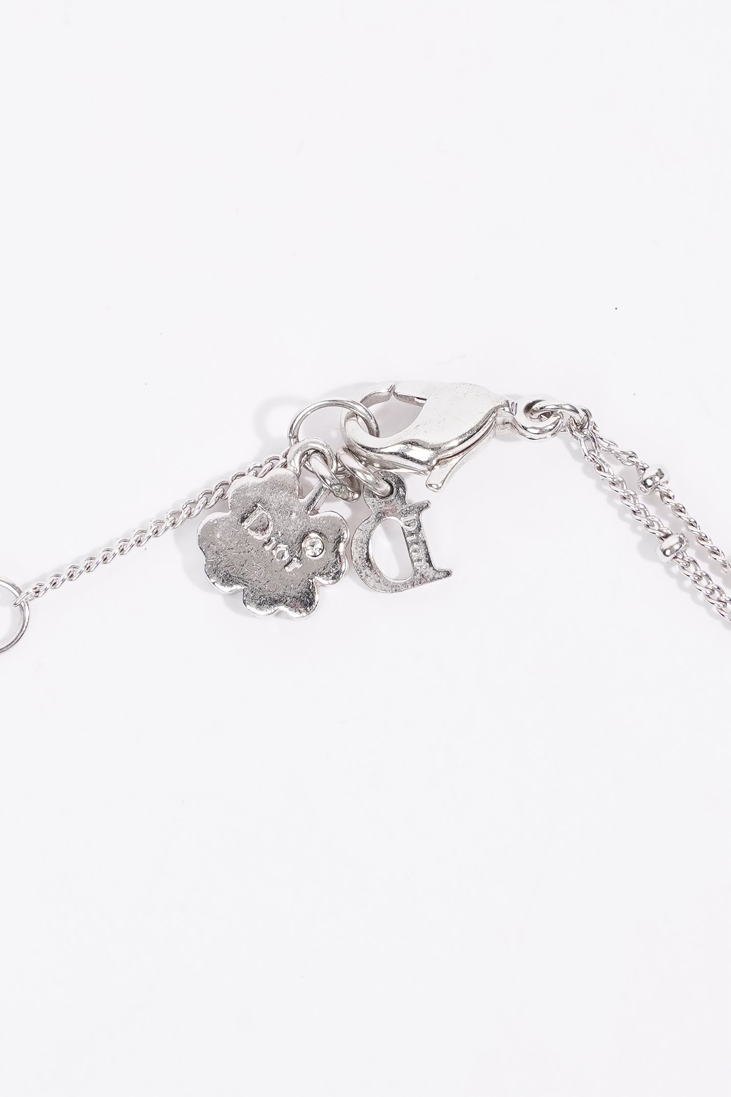Christian Dior Dior Interlocking Silver Crystal Heart Bracelet Silver Base Metal 20cm