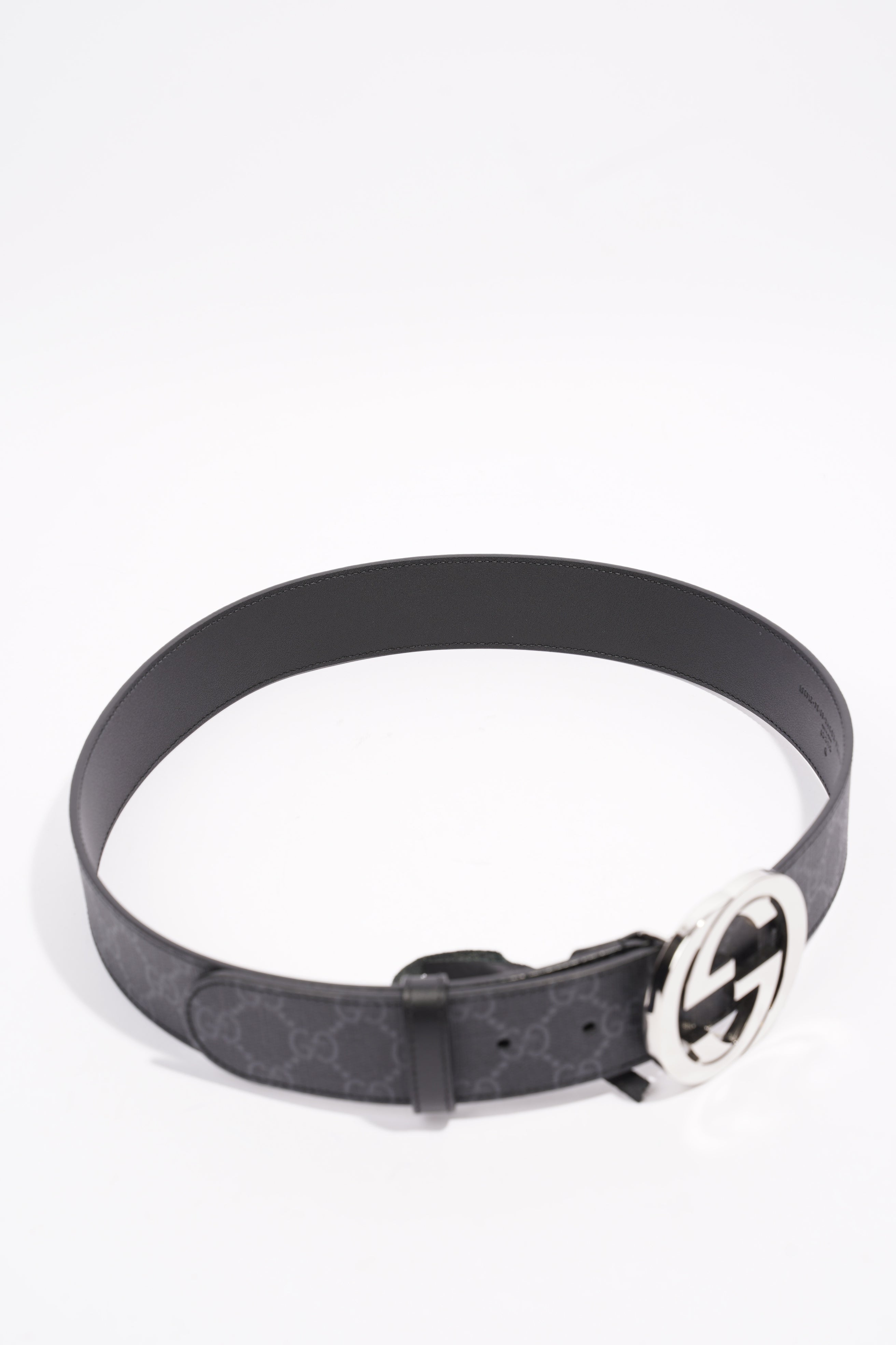 Gucci GG Supreme Belt With G Buckle Black / Grey Canvas 85cm 34'
