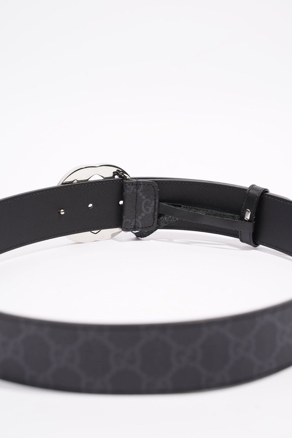 Gucci GG Supreme Belt With G Buckle Black / Grey Canvas 85cm 34'