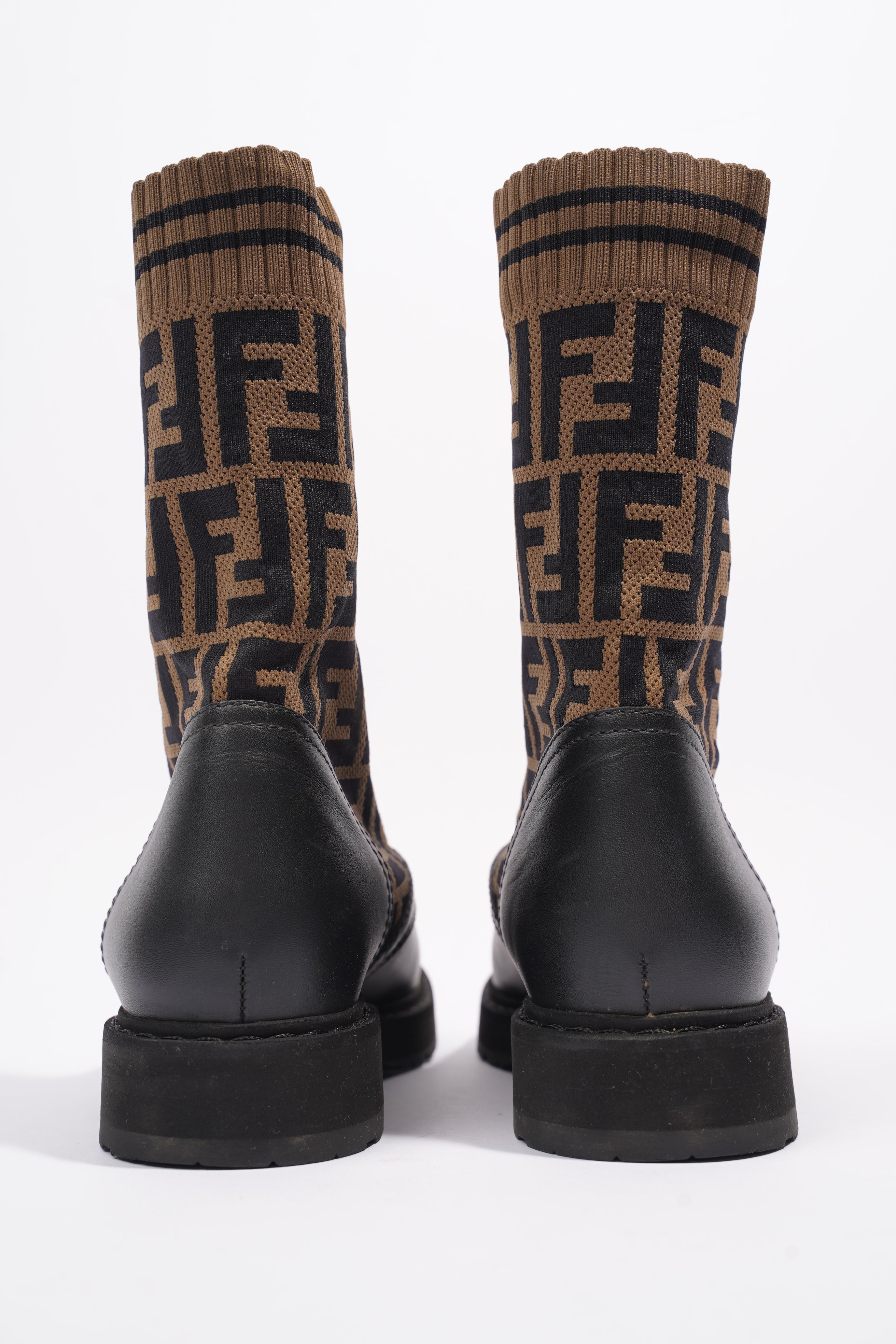 Fendi Rockoko Boots Black / Brown Cotton EU 37 UK 4