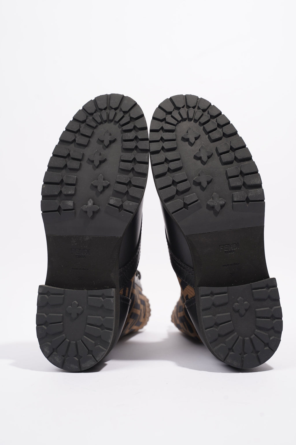 Fendi Rockoko Boots Black / Brown Cotton EU 37 UK 4