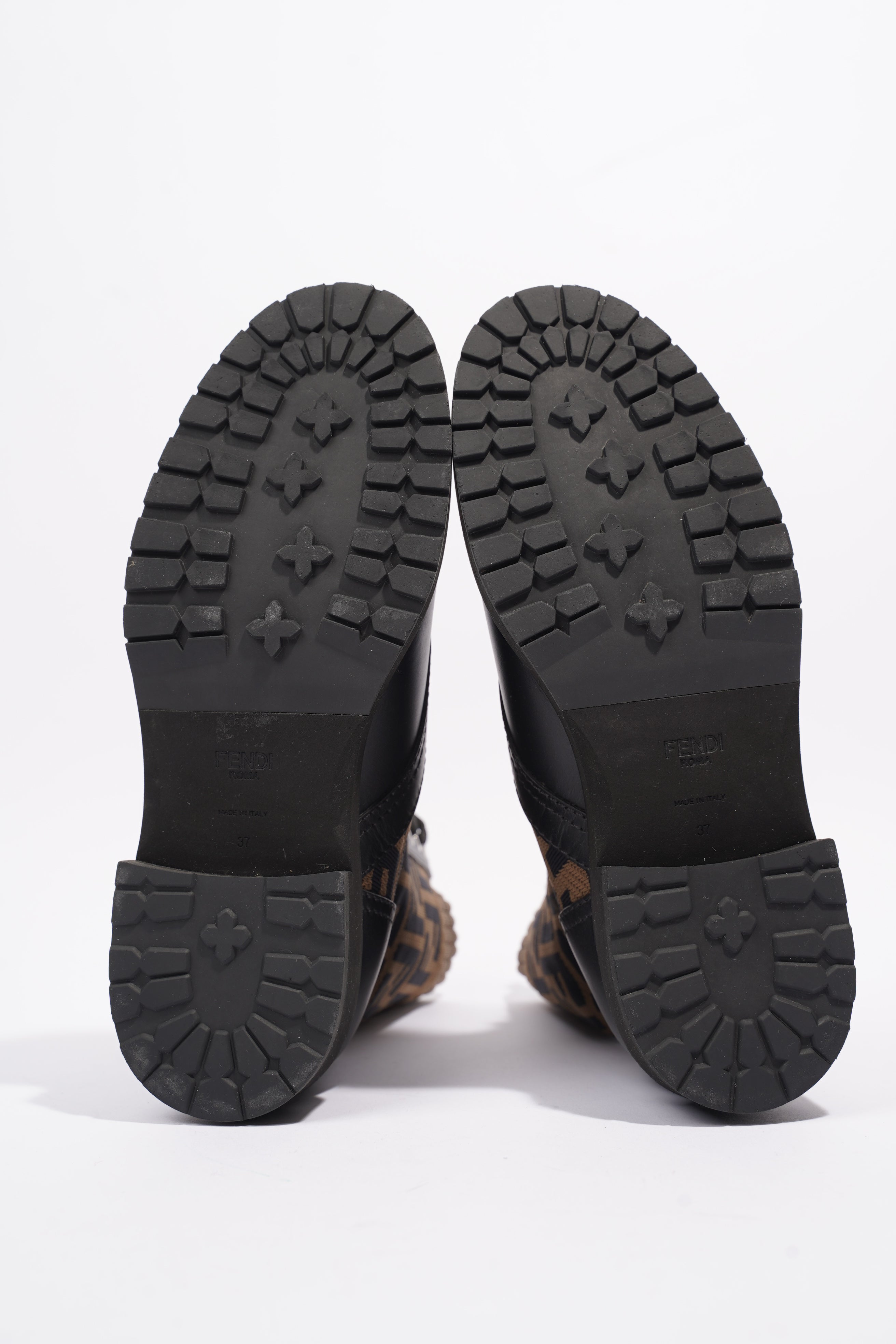 Fendi Rockoko Boots Black / Brown Cotton EU 37 UK 4