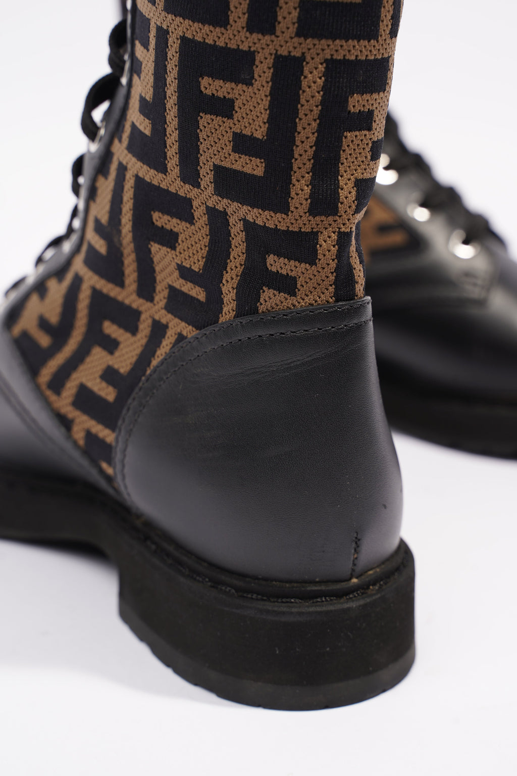 Fendi Rockoko Boots Black / Brown Cotton EU 37 UK 4