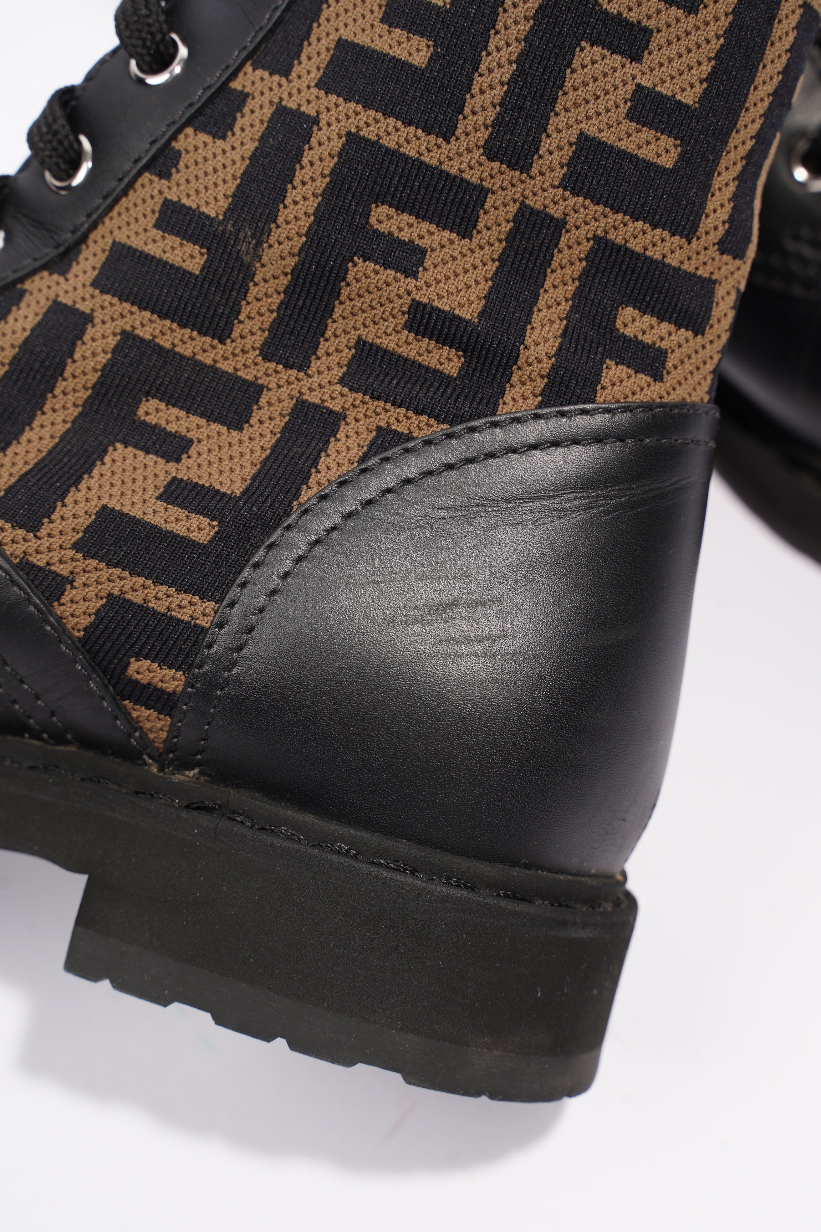 Fendi Rockoko Boots Black / Brown Cotton EU 37 UK 4