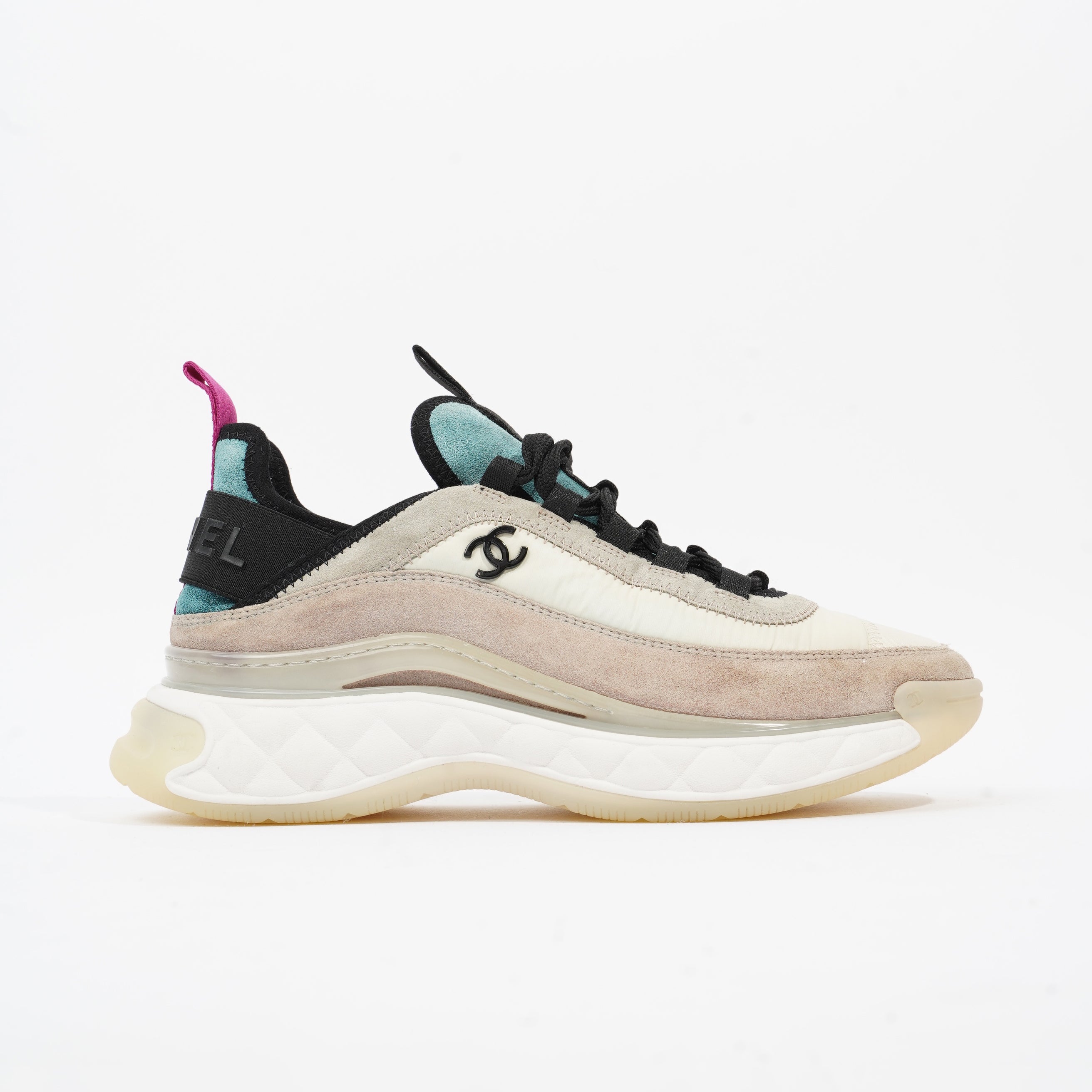 Chanel CC Logo Sneaker White / Beige Suede EU 37 UK 4